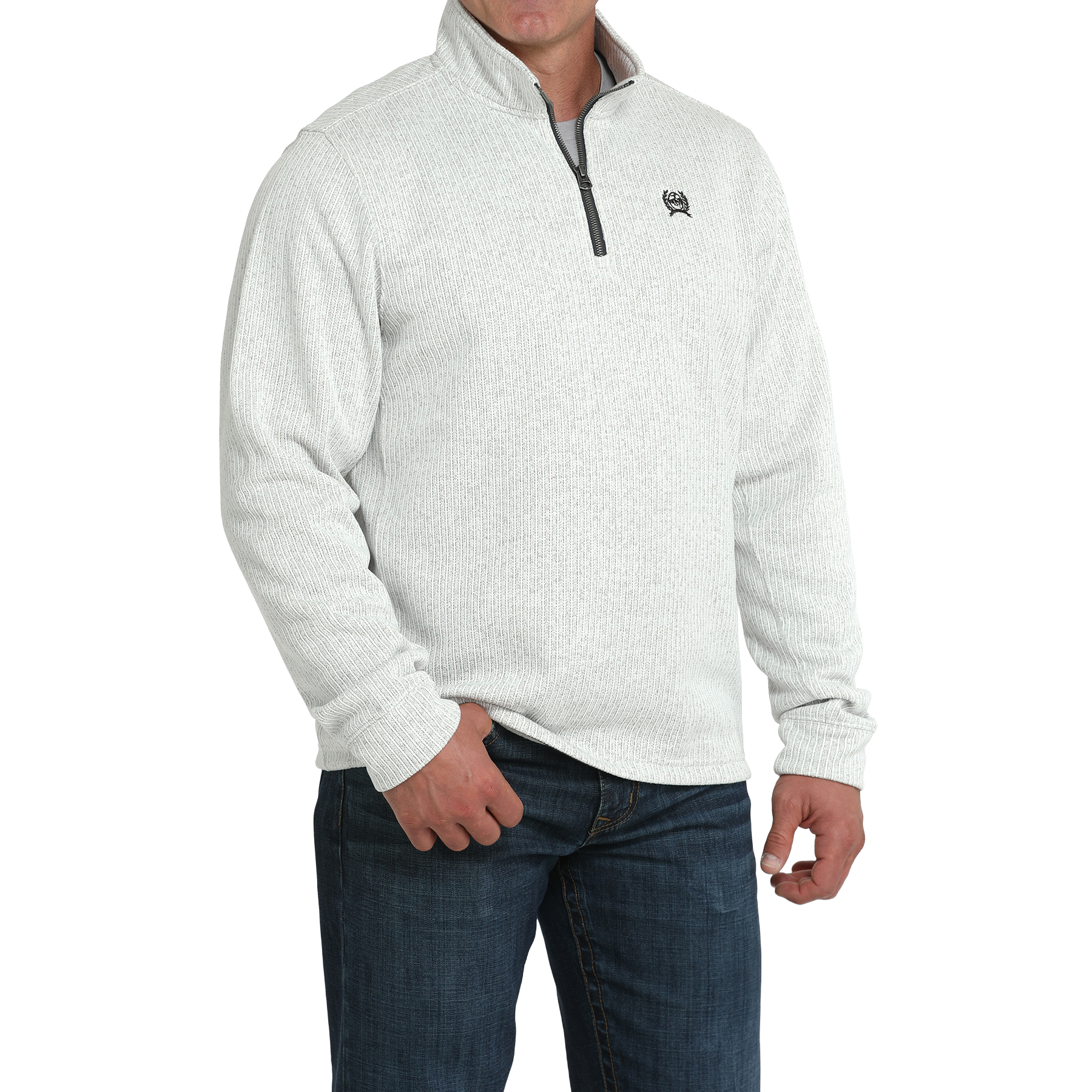 Cinch Men's Grey Ribbed Quarter Zip Pullover MWK1080018