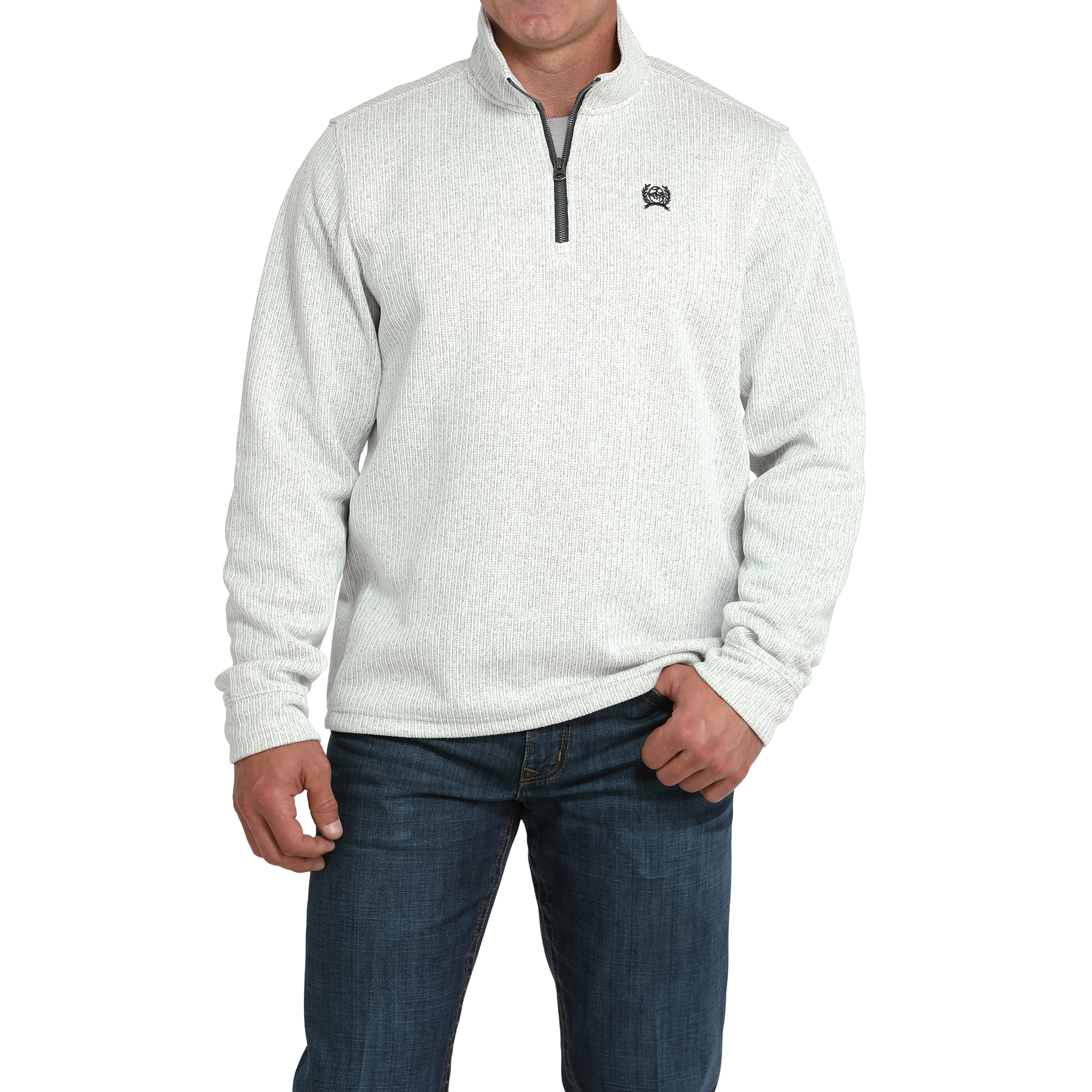 Cinch Men's Grey Ribbed Quarter Zip Pullover MWK1080018