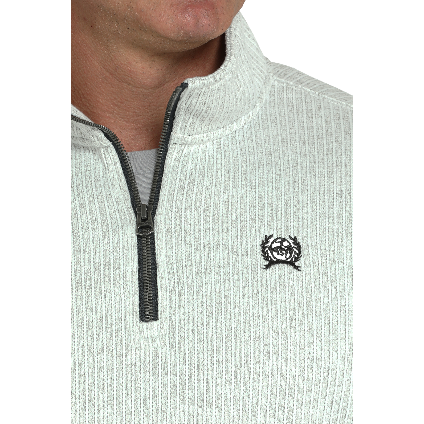 Cinch Men's Grey Ribbed Quarter Zip Pullover MWK1080018