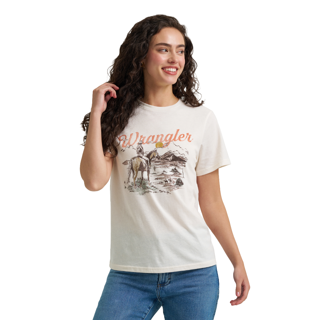 Wrangler Ladies Retro® White Cowgirl Graphic T-Shirt 112368891