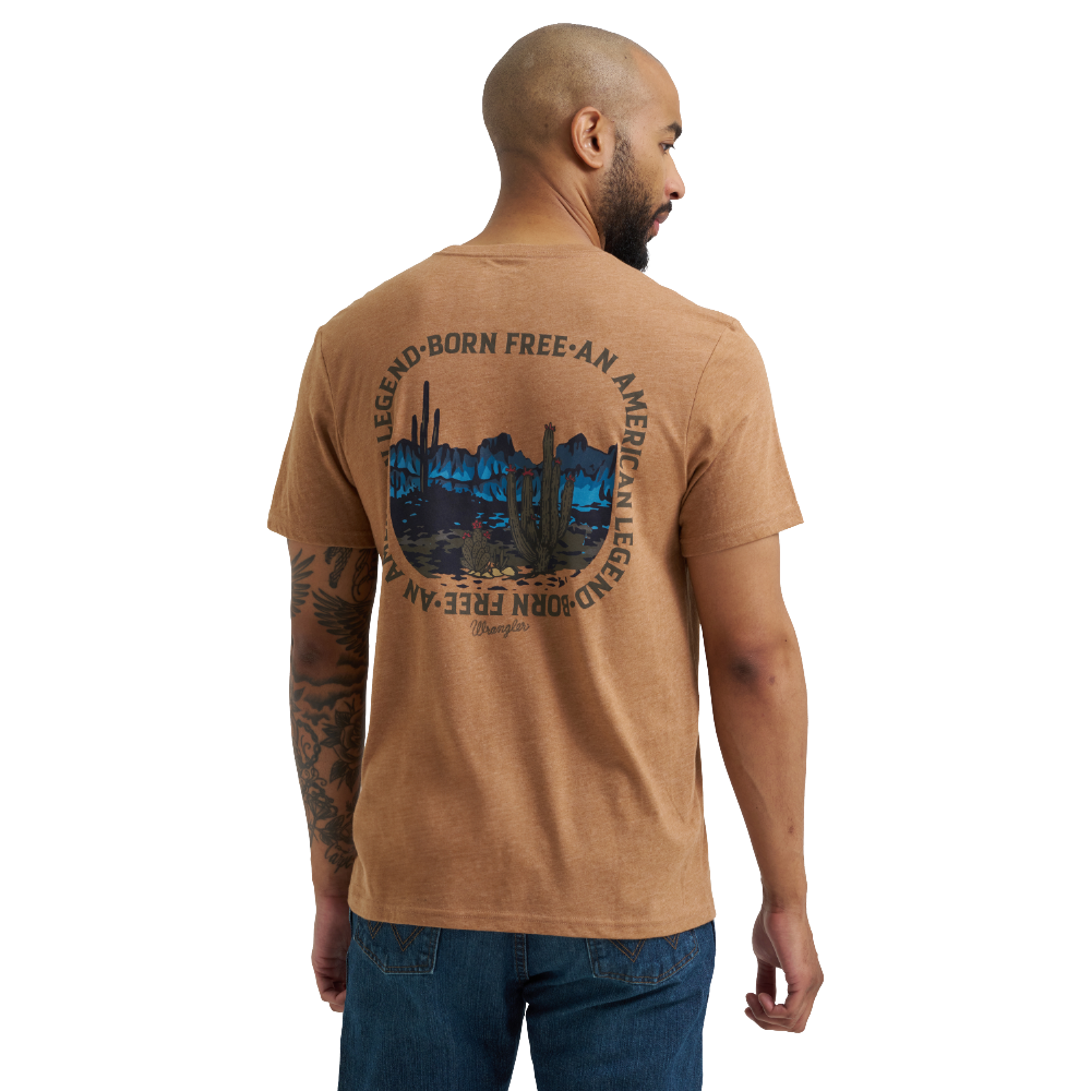Wrangler Men’s Tobacco Brown Heather Desert Graphic T-Shirt 112368737