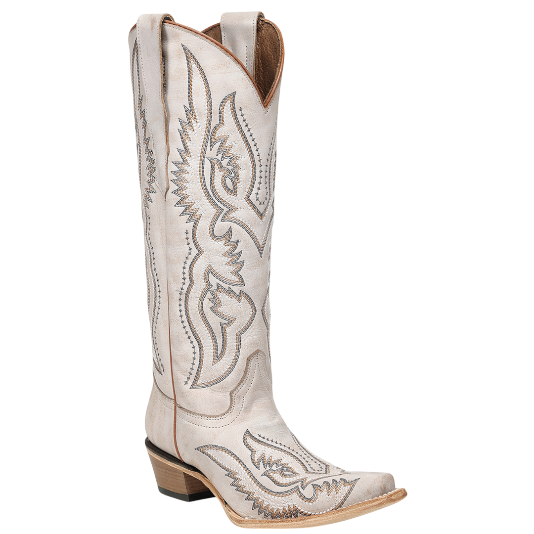 Circle G by Corral Ladies White Embroidery Triad Tall Top Western Boot L8073
