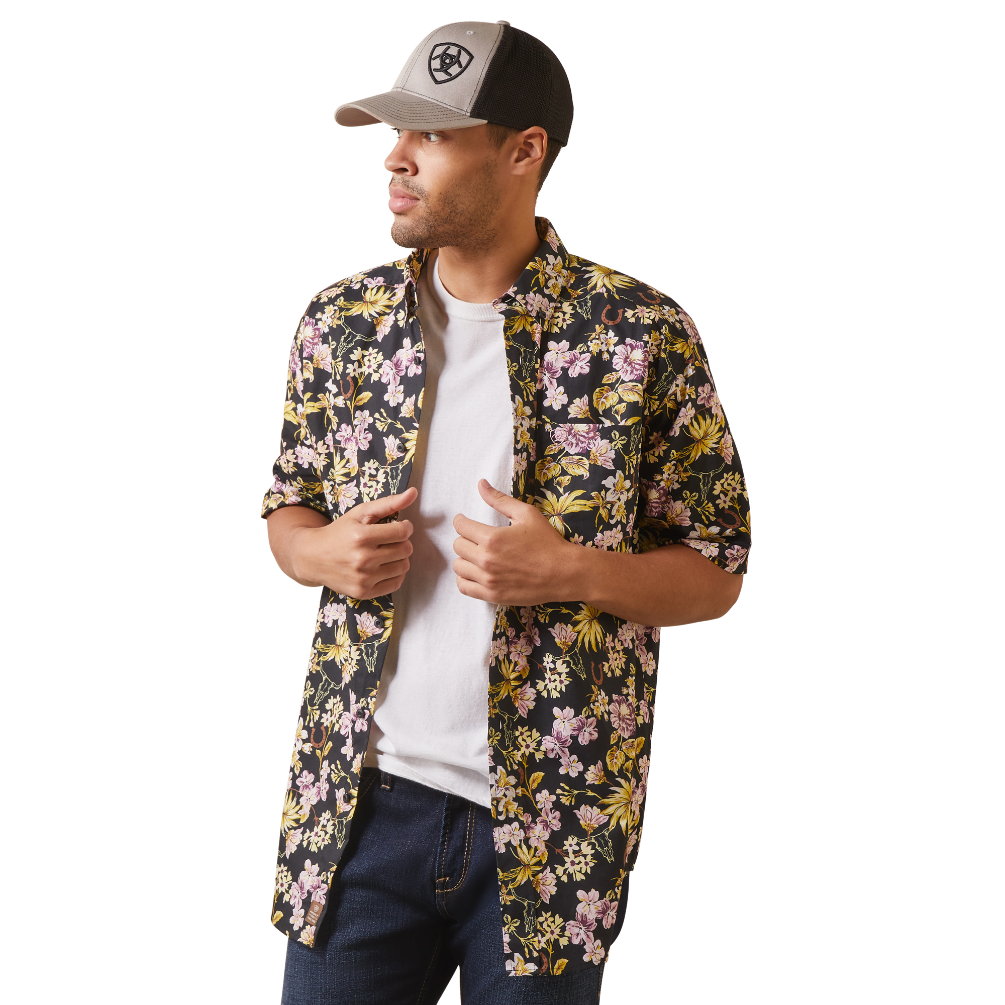 Ariat® Men's Dex Floral Print Black Button Down Shirt 10043919 - Picture 6 of 55