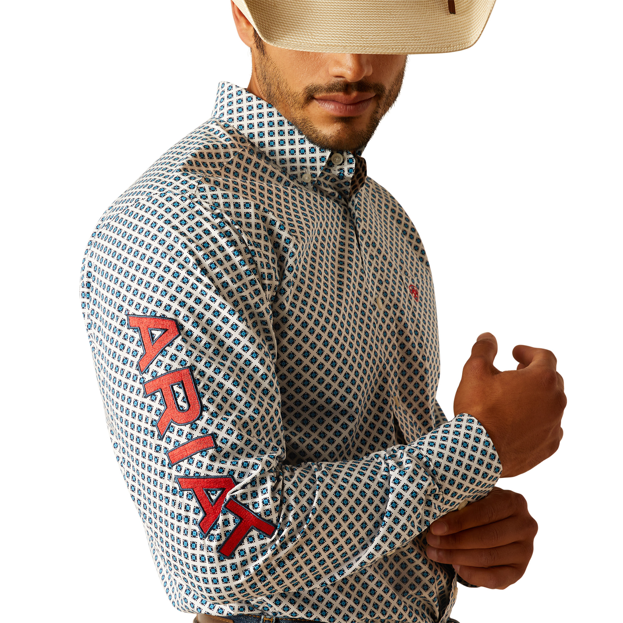 Ariat Men's Team Lochlan White Fitted Button Down Shirt 10048421 - Picture 9 of 35