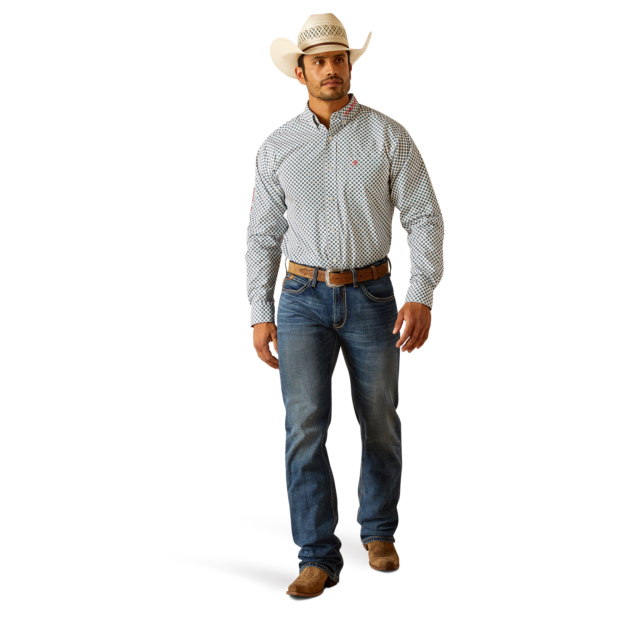 Ariat Men's Team Lochlan White Fitted Button Down Shirt 10048421 - Picture 8 of 35