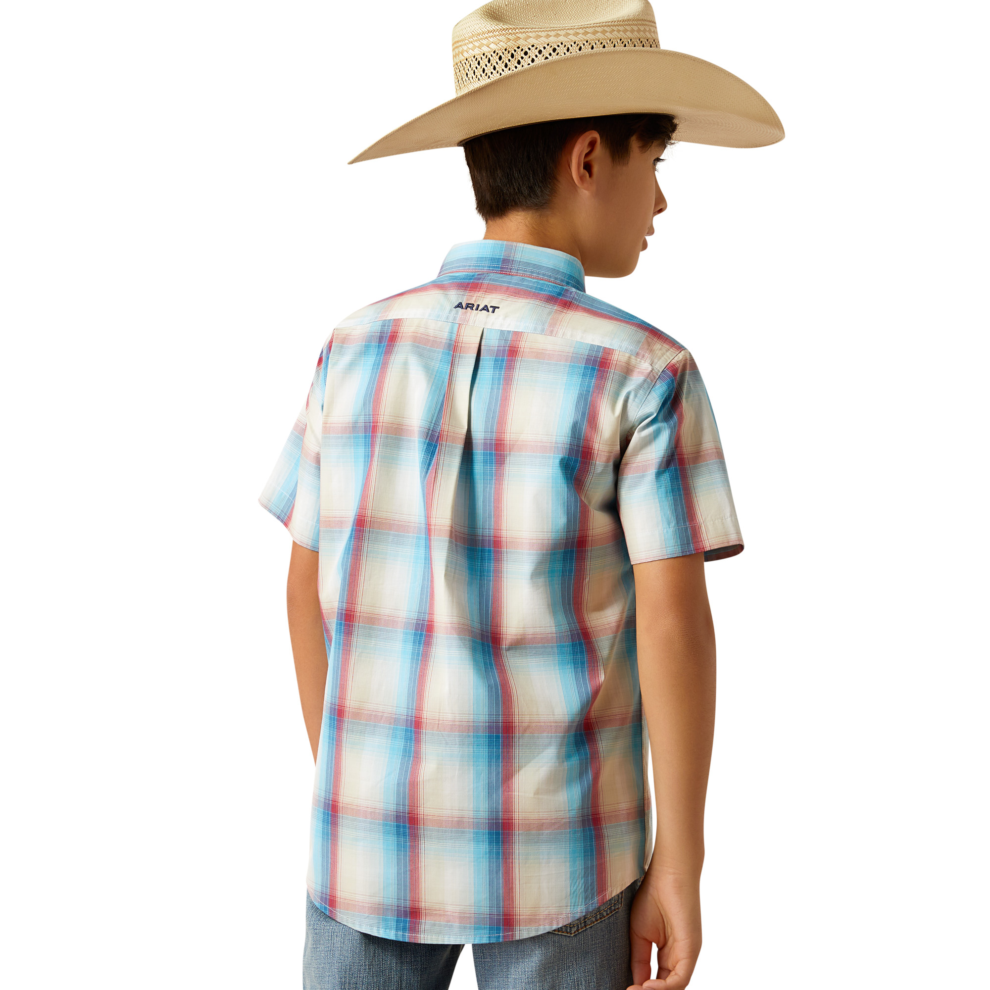 Ariat Youth Boy's Pro Series Sunny Blue Classic Fit Shirt 10058705 - Picture 6 of 24
