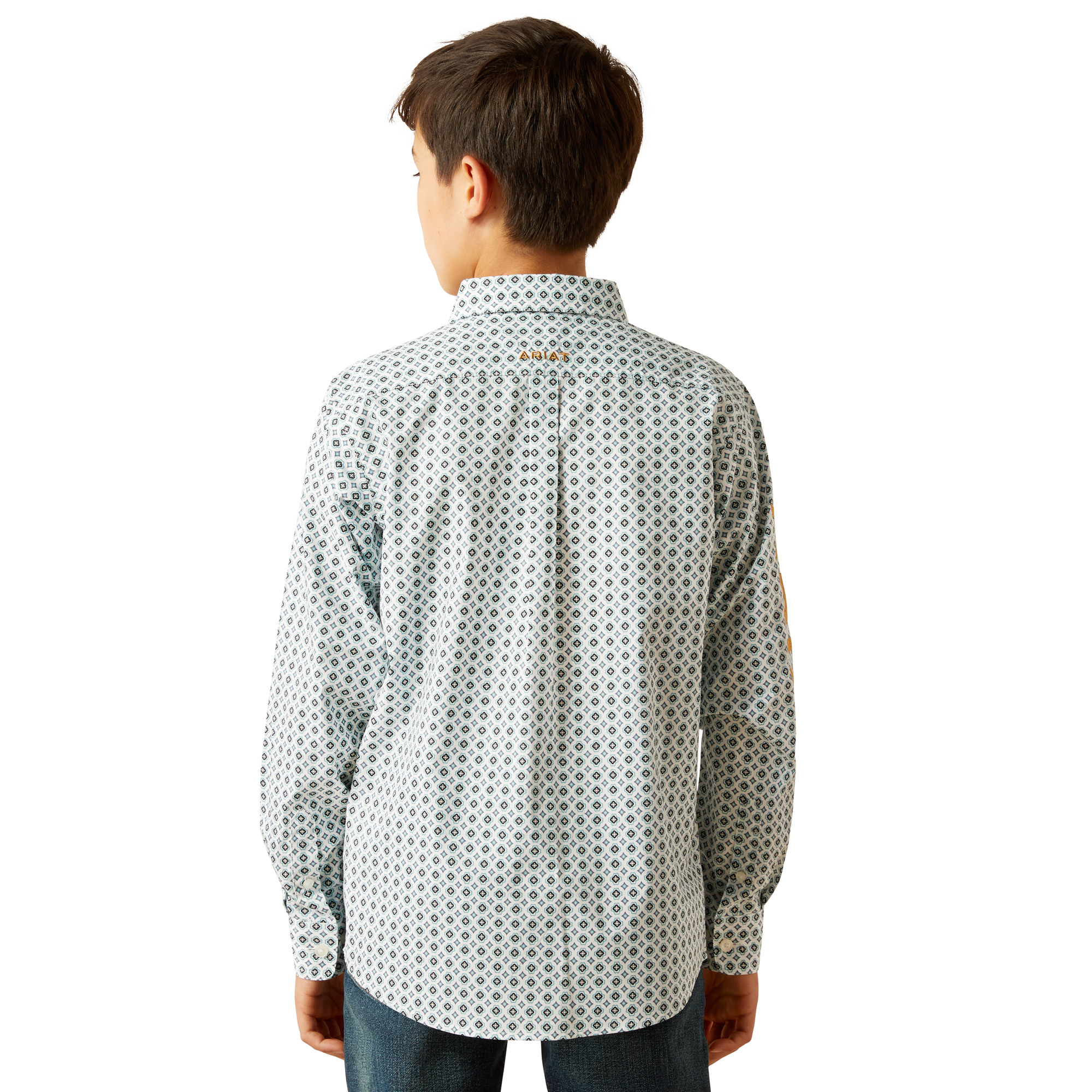Ariat Youth Boy's Team Franklin Blue Print Classic Fit Shirt 10058719 - Picture 7 of 30