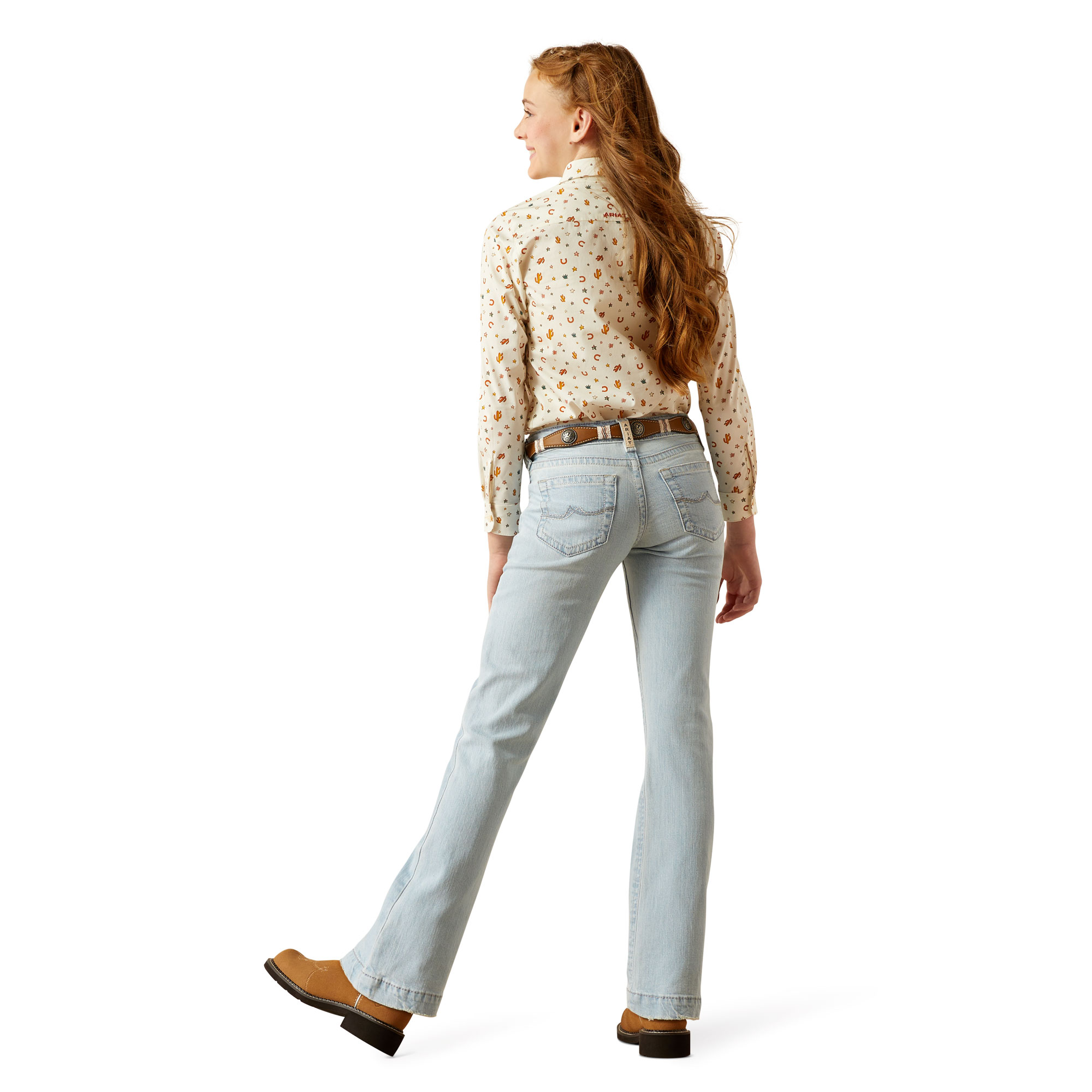 Ariat Youth Girl's Zoe Fawn Light Denim Trouser Jeans 10060982 - Picture 7 of 42