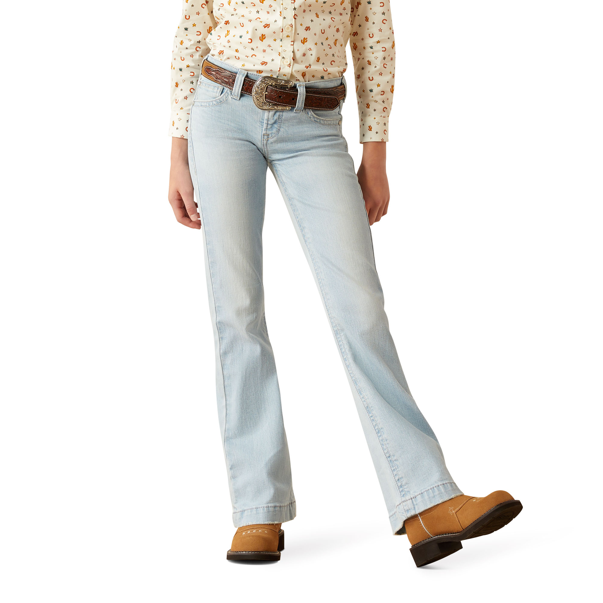 Ariat Youth Girl's Zoe Fawn Light Denim Trouser Jeans 10060982 - Picture 9 of 42