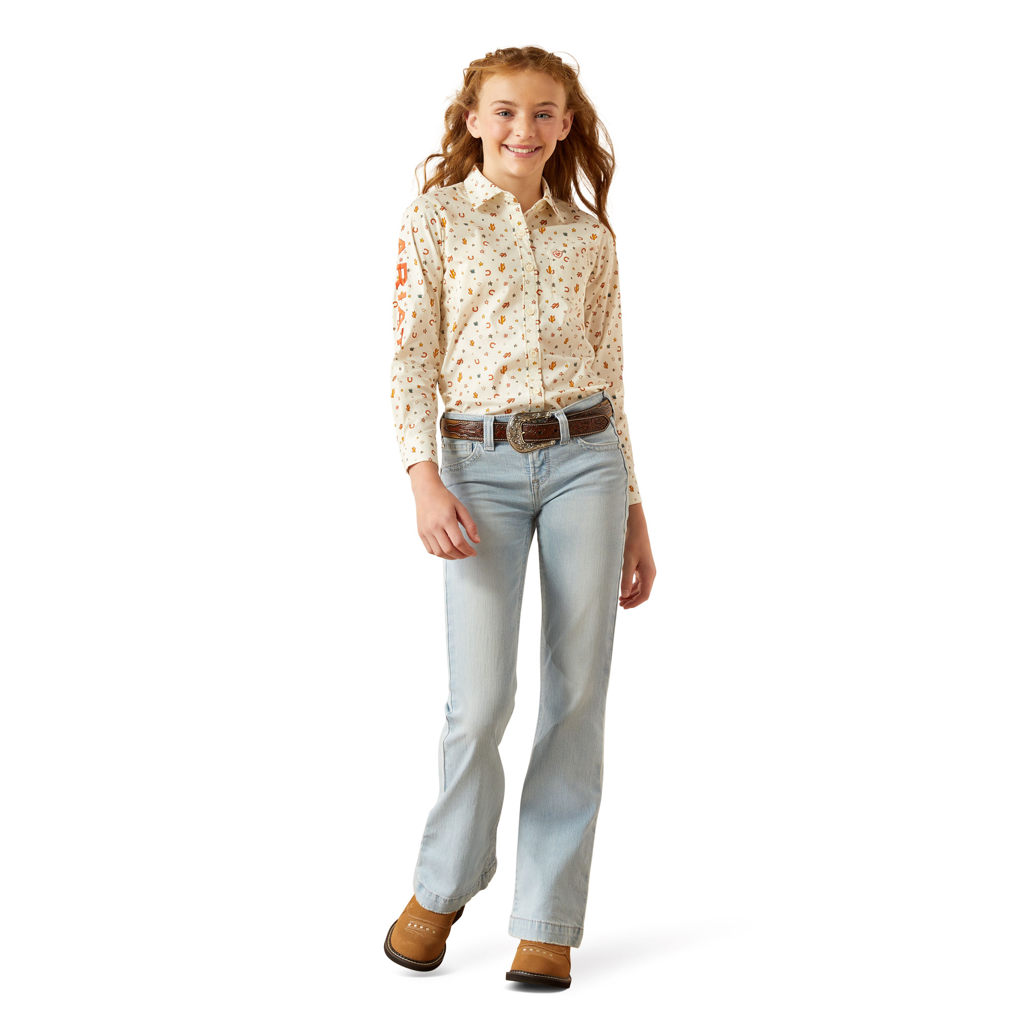 Ariat Youth Girl's Zoe Fawn Light Denim Trouser Jeans 10060982 - Picture 8 of 42