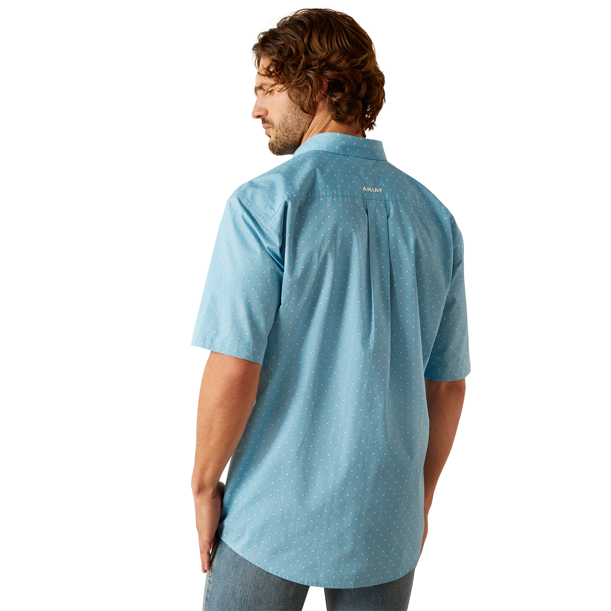 Ariat Camicia Uomo Ragazzo Vestibilità Classica Turchese Bottoni Manica Corta 10054681 - Foto 6 di 44