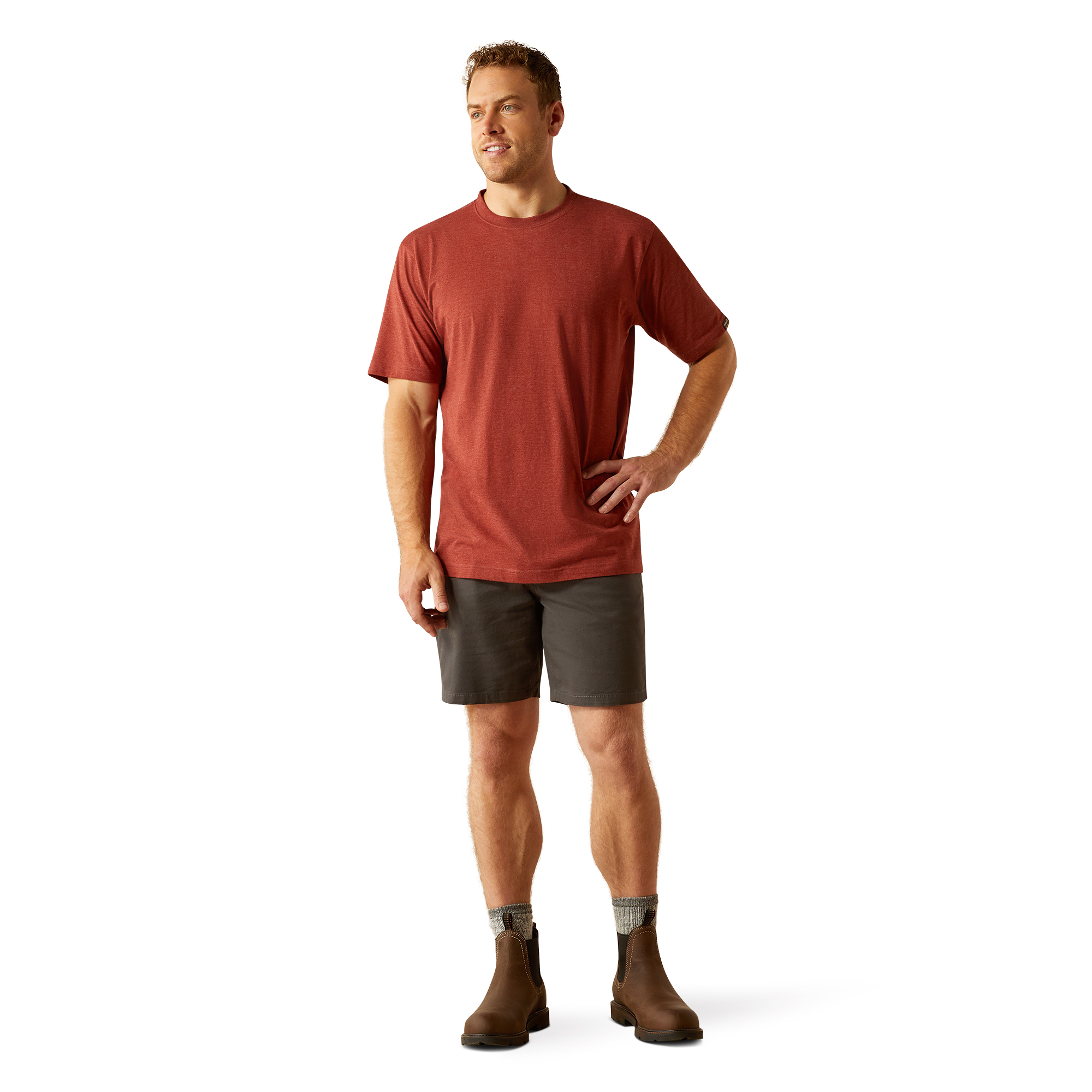 Ariat Herren T-Shirt Rebar Cotton Strong Firebrick rot meliert Arbeit 10054634 - Bild 7 von 52