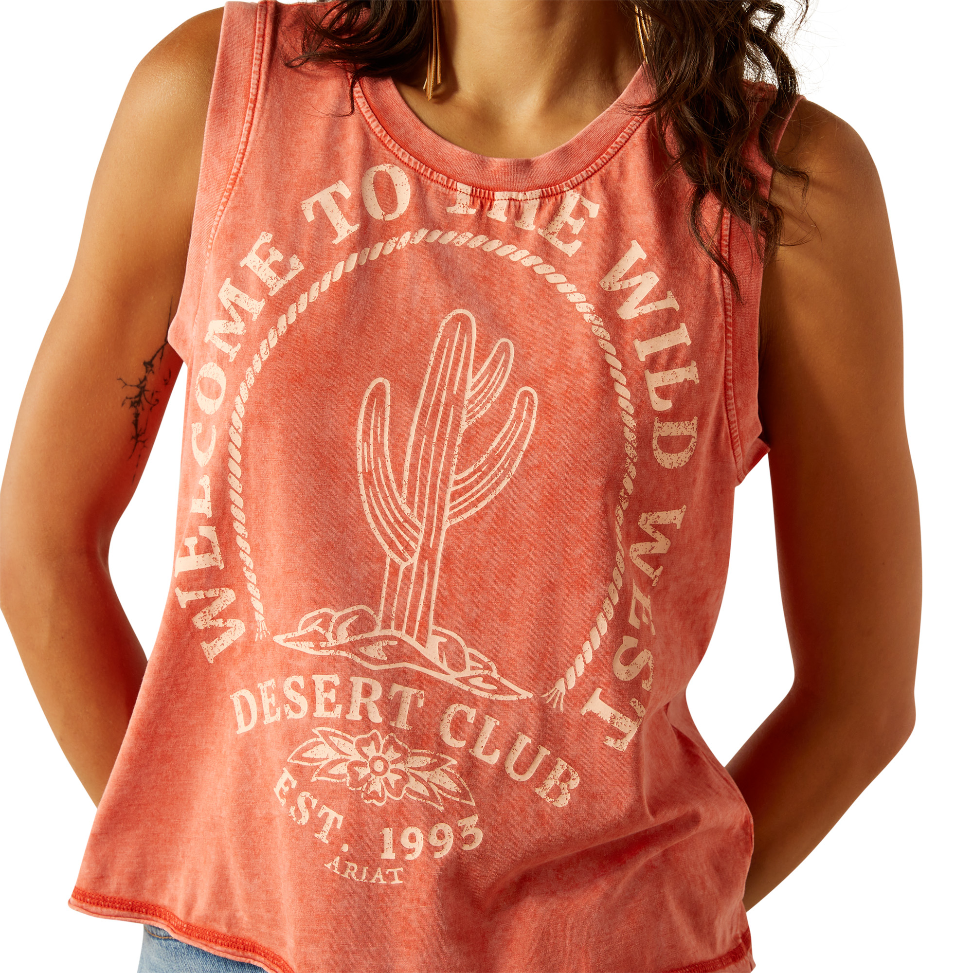 Ariat Ladies Desert Club Chili Orange Tank Top 10058776 - Picture 8 of 28
