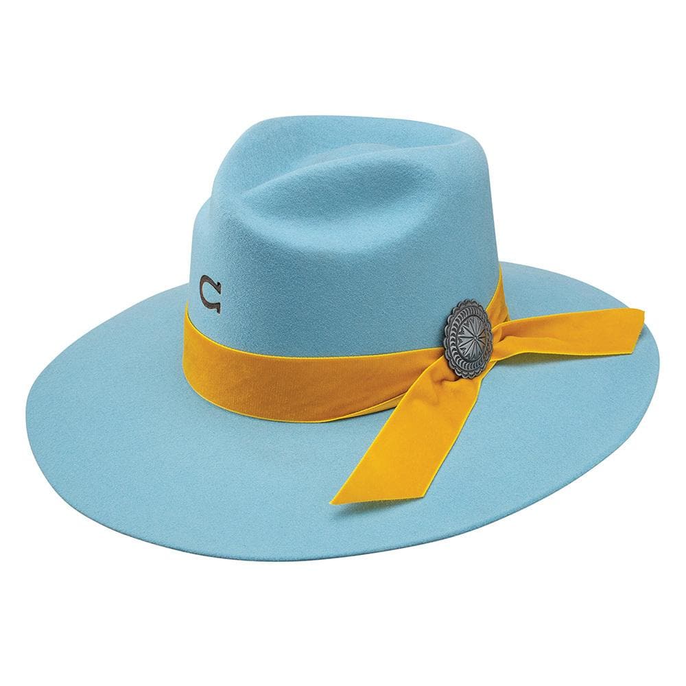Charlie 1 Horse Blue Wide-Brim Felt Hat with Silver Conchos White Sands main image 4