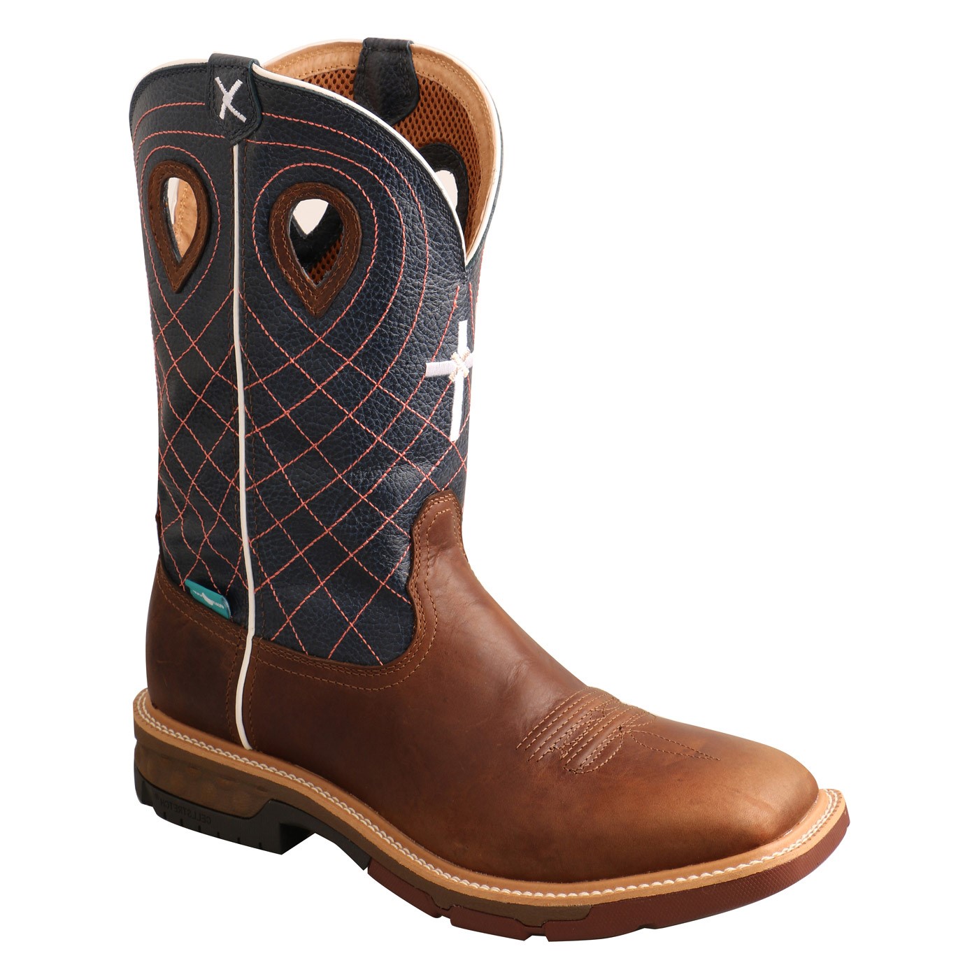 Twisted X® 12" Men's Western Mocha and Navy Work Boot MXBAW01 - Picture 6 of 70