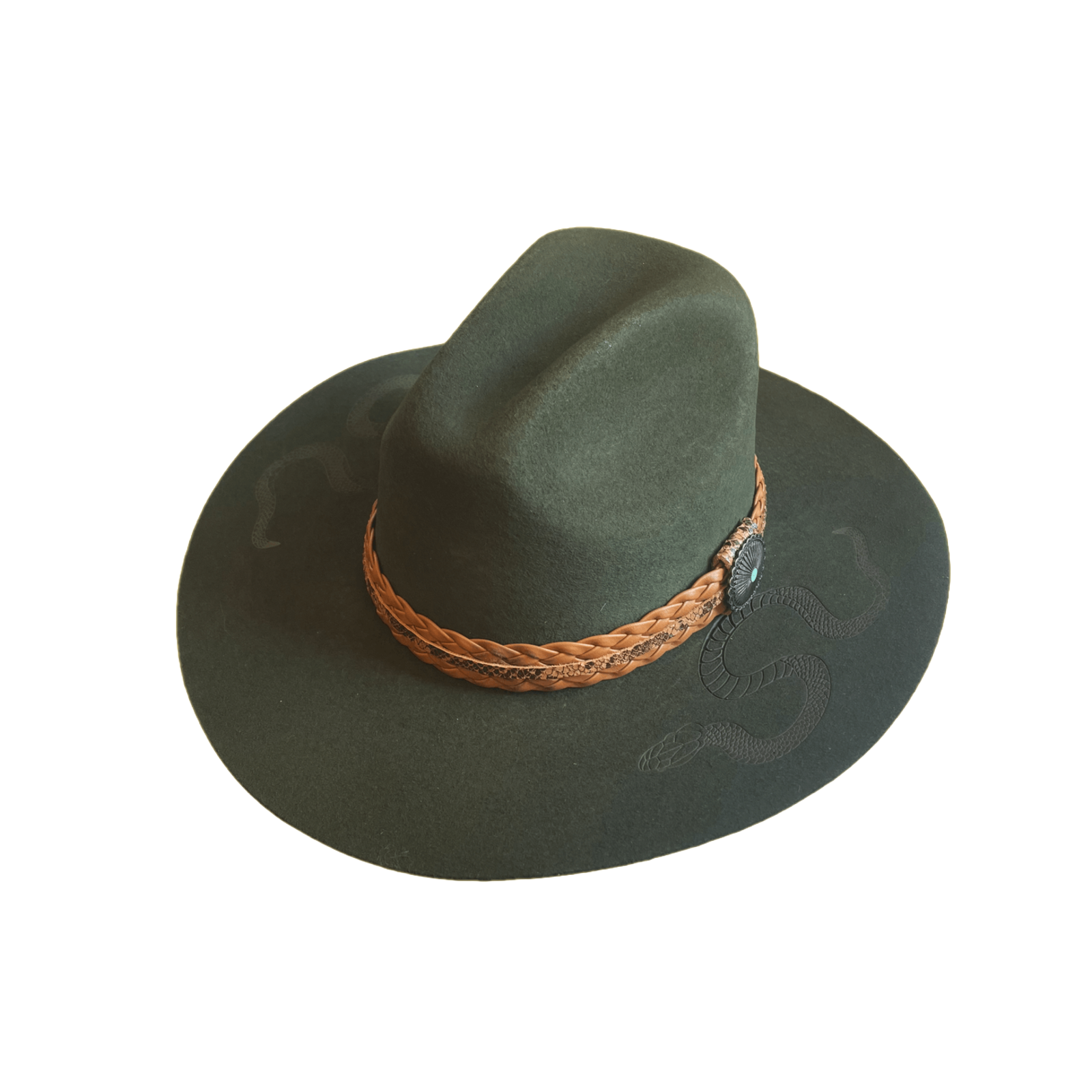 Unisex Green Distressed Cowboy Western Hat American Hat Co. Olive Cattleman Felt Hat main image 4