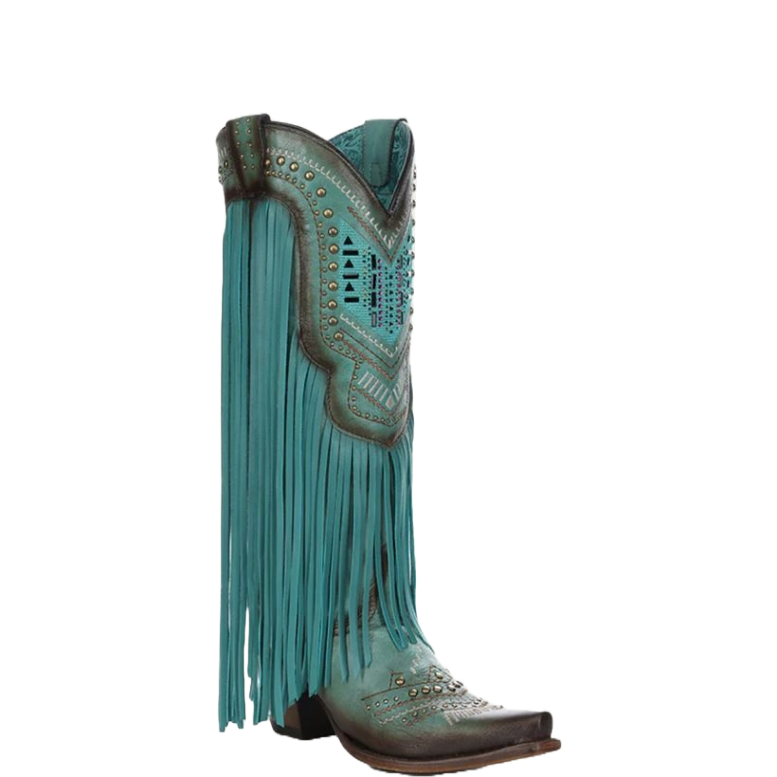 Botas occidentales turquesa con flecos de cordero para damas cristales y cordero C4077 - Imagen 5 de 60