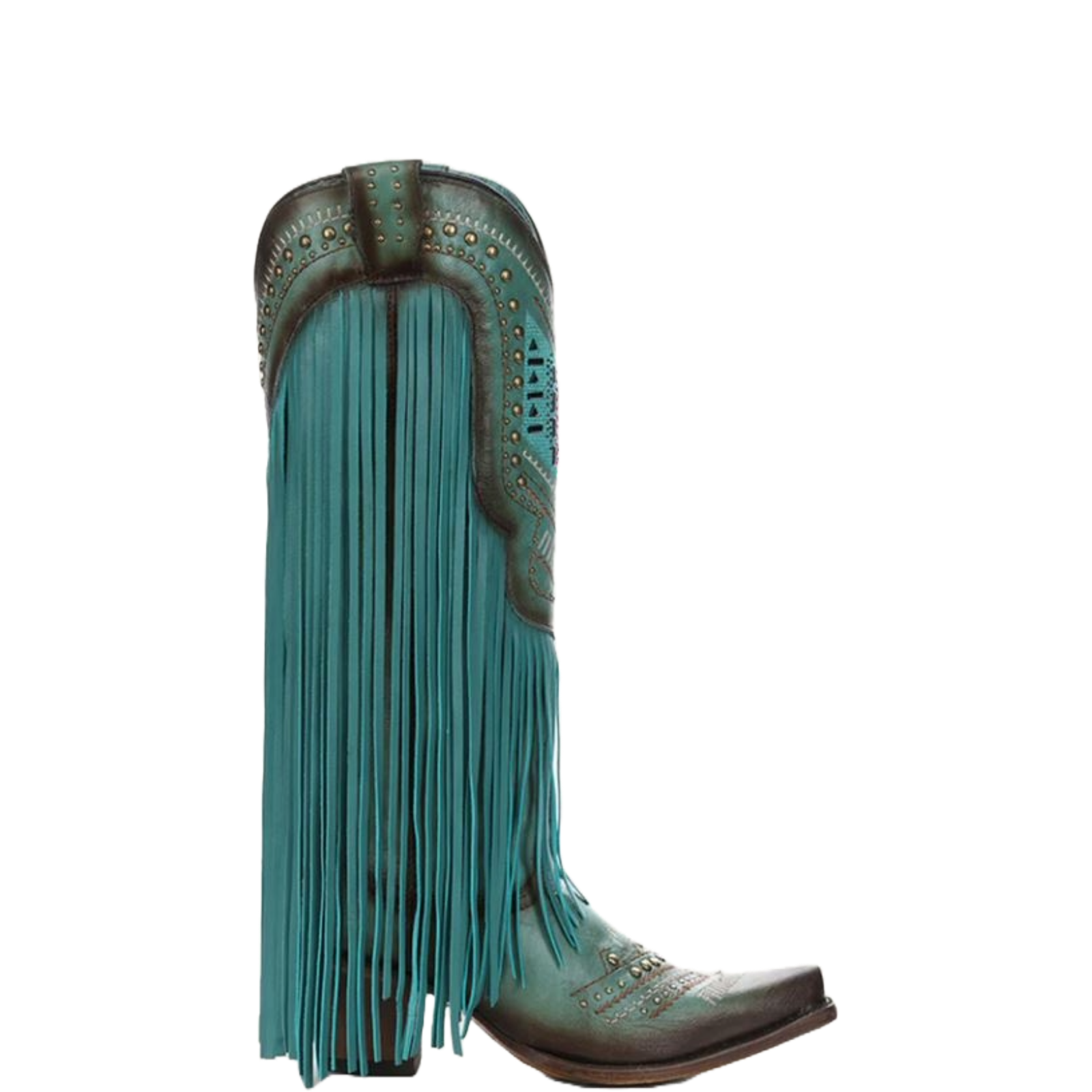 Botas occidentales turquesa con flecos de cordero para damas cristales y cordero C4077 - Imagen 6 de 60