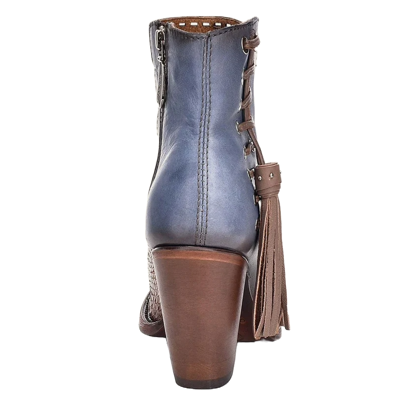 Cuadra Ladies Genuine Python Blue Leather Booties CU370 - Picture 6 of 36