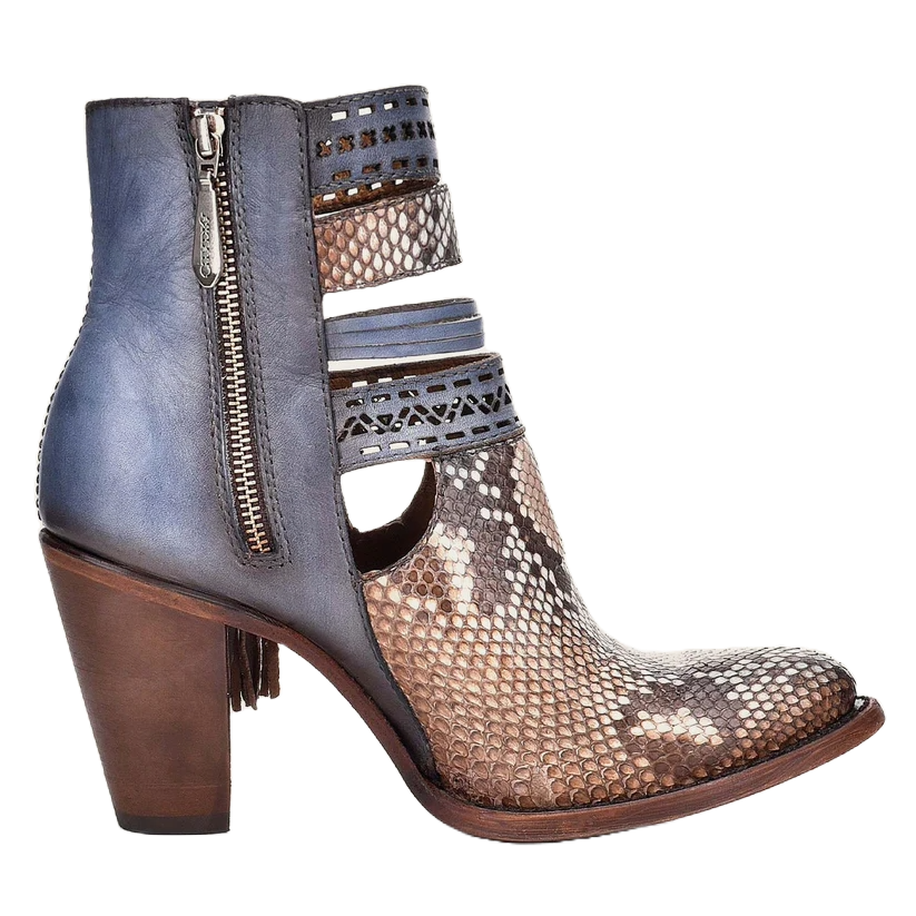 Cuadra Ladies Genuine Python Blue Leather Booties CU370 - Picture 5 of 36