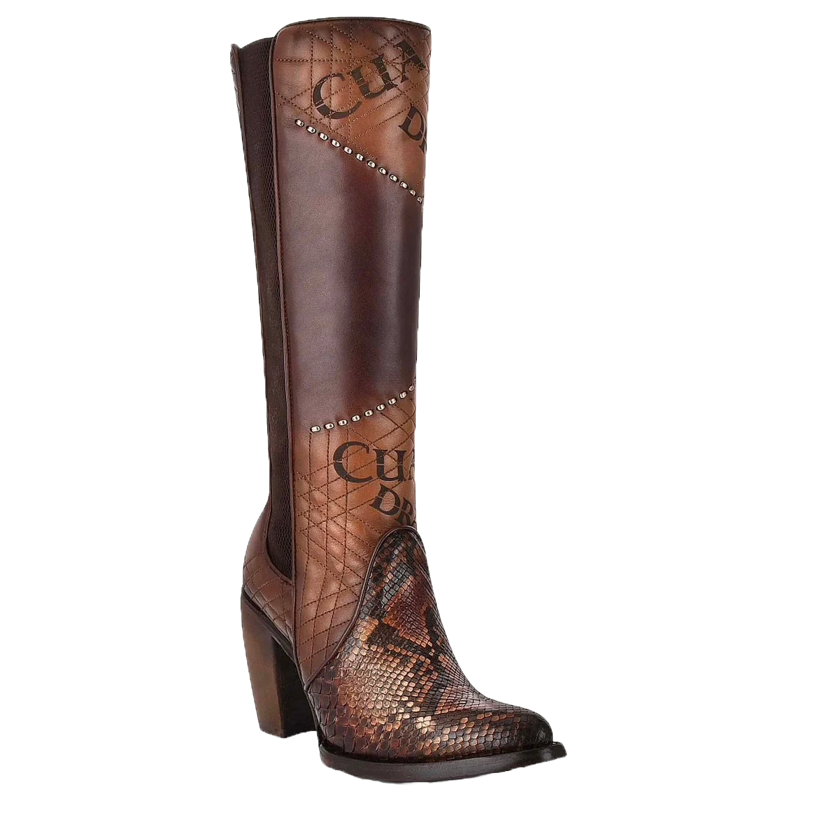 Pre-owned Cuadra Ladies Python Chestnut Brown Western Boots Cu561
