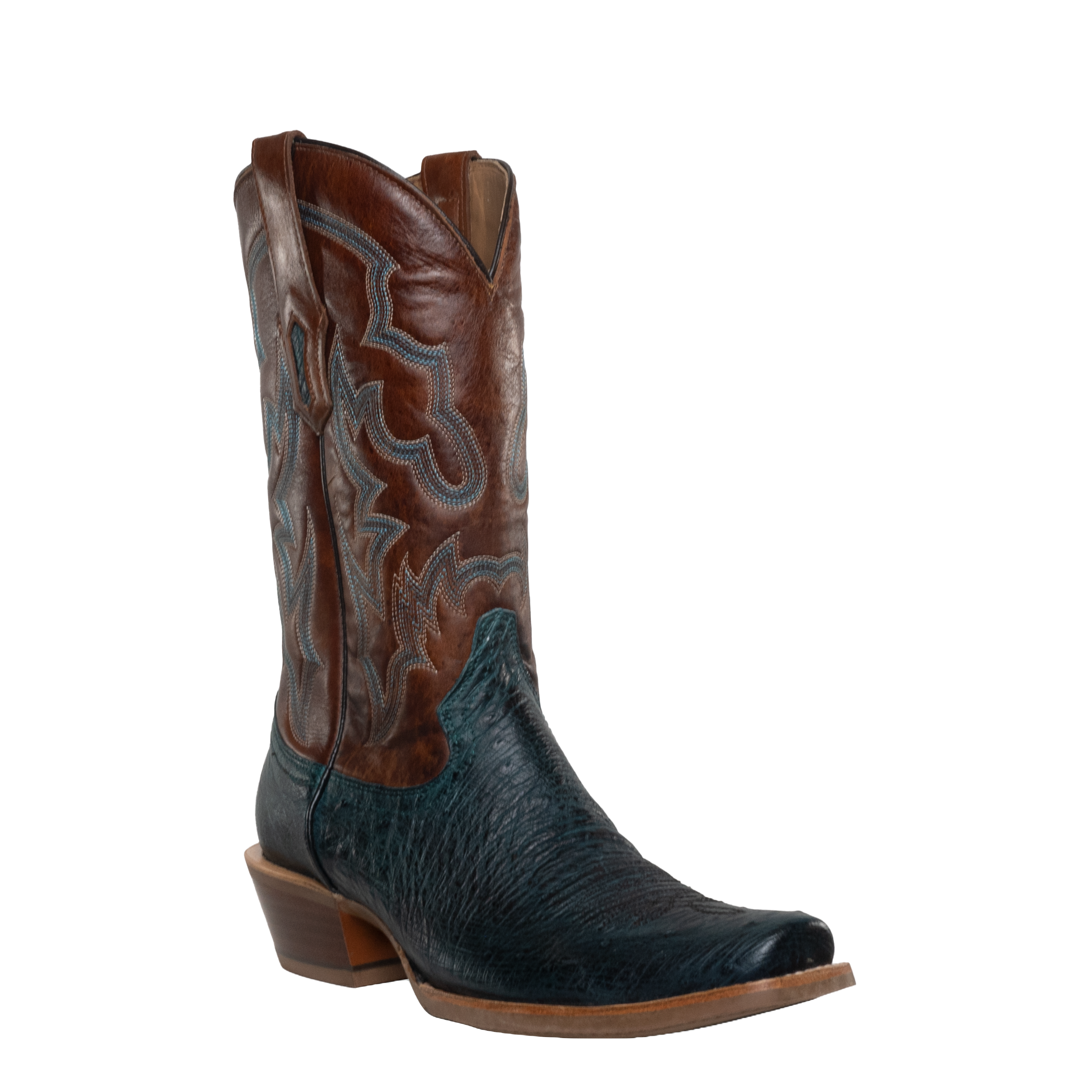 Corral Mens Navy Blue Cognac Ostrich Embroidery Boot A4401 - Picture 2 of 13