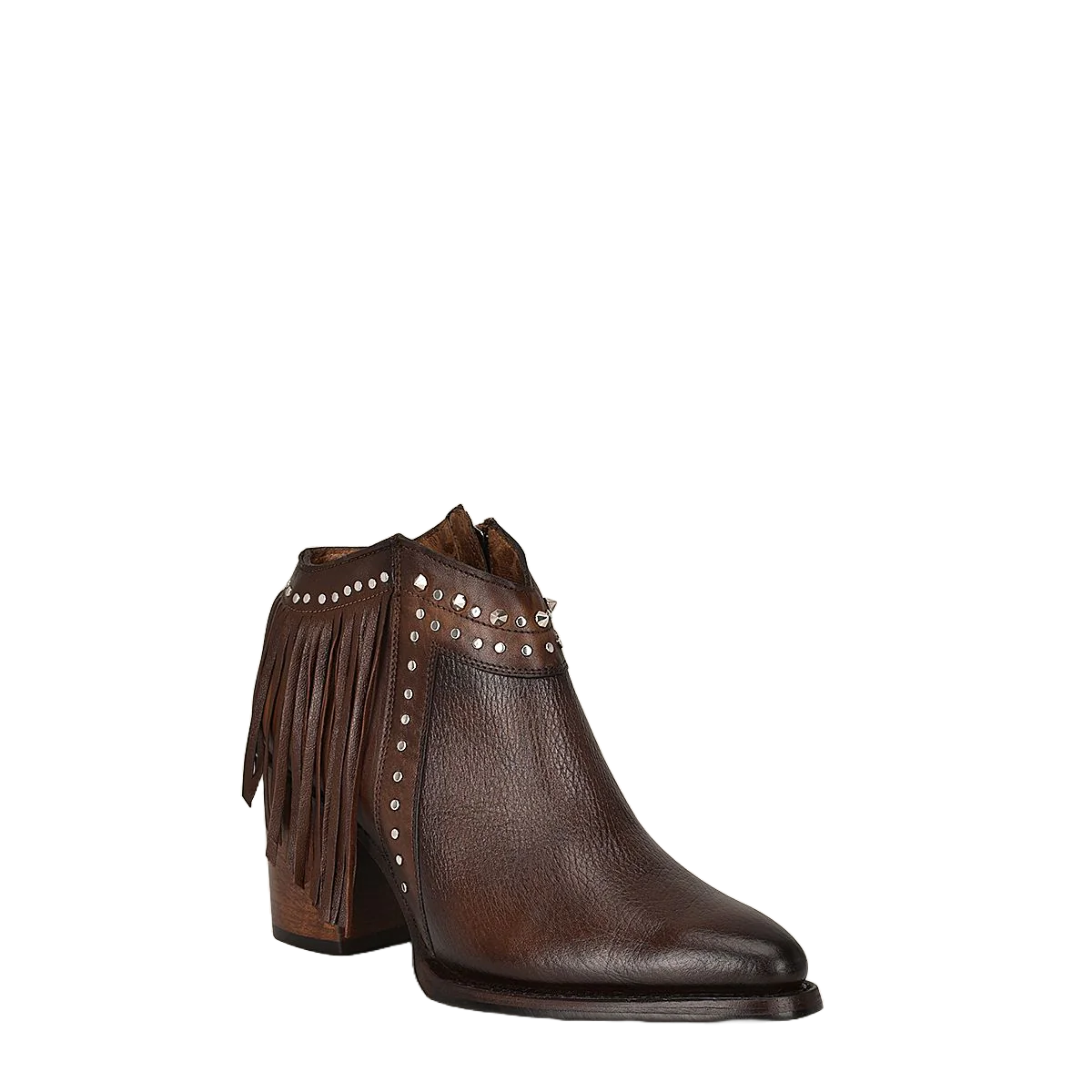 Pre-owned Cuadra Ladies Fringe & Studs Chocolate Pointed Toe Booties Cu813 In Brown