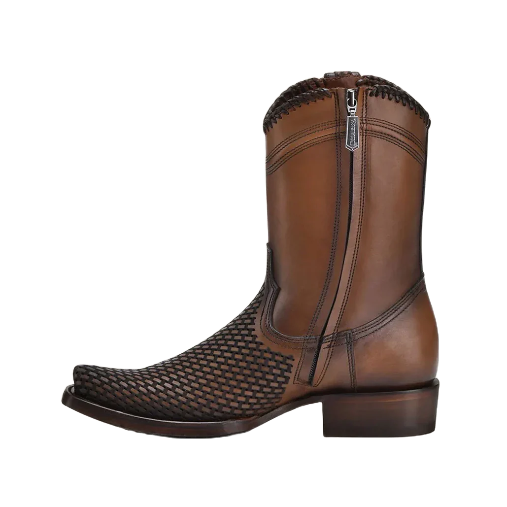 Cuadra Men's Denver Brown Laser & Woven Narrow Square Toe Boots CU817 - Picture 7 of 40