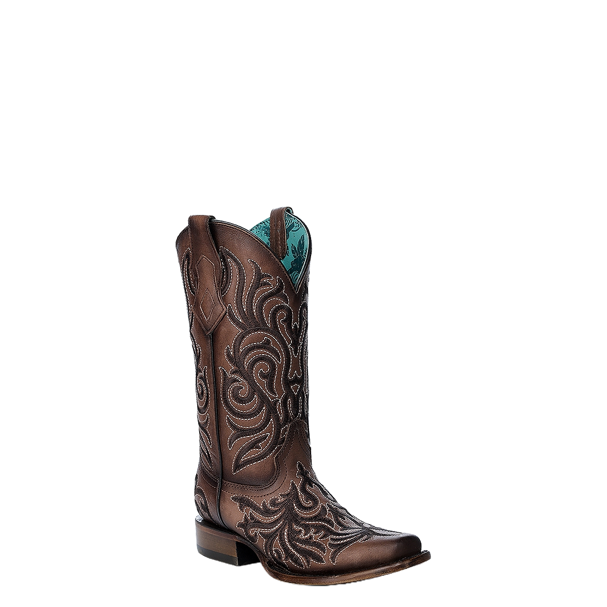 Pre-owned Corral Boots Corral Ladies Western Embroidery Brown Square Toe Boots Z5301