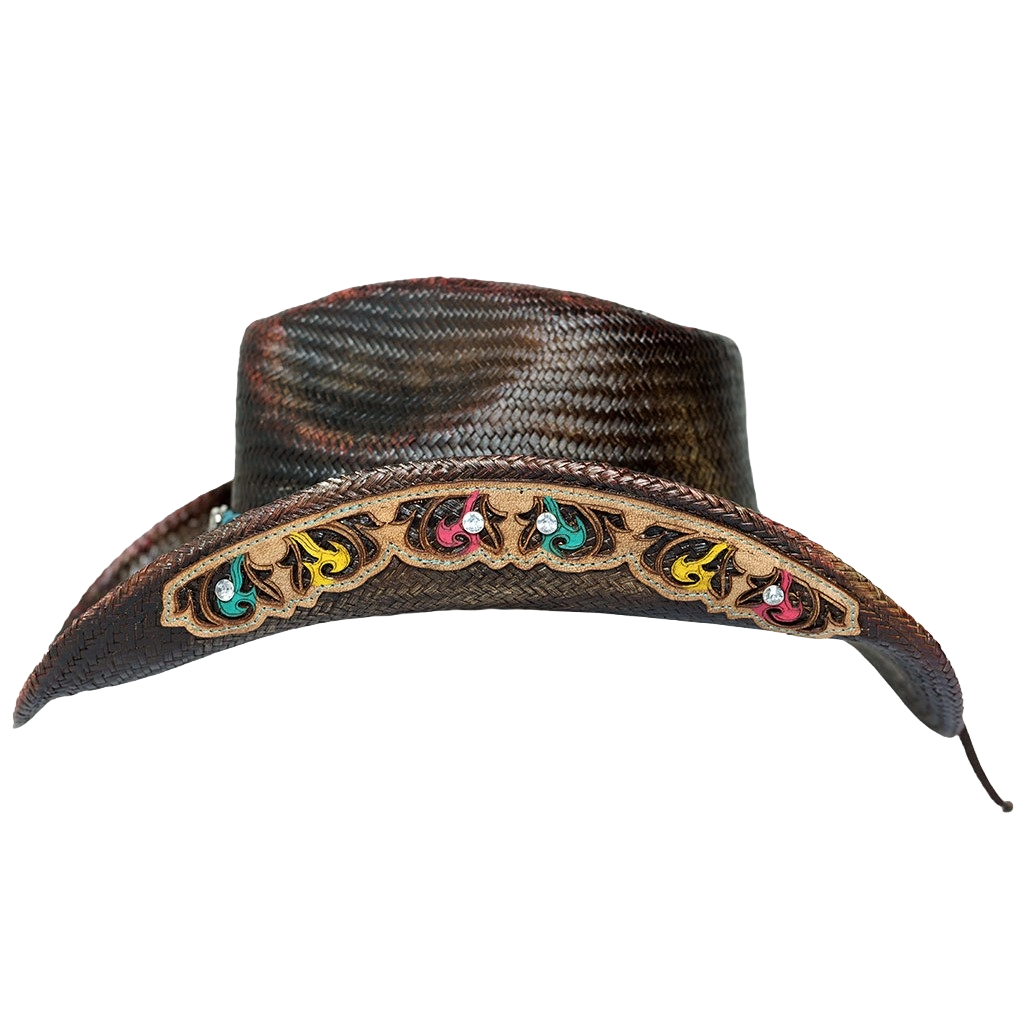 Austin Handmade Hats Ladies Sweet Child Leather Embossed Hatband Straw Hat 05-9 - Picture 4 of 4