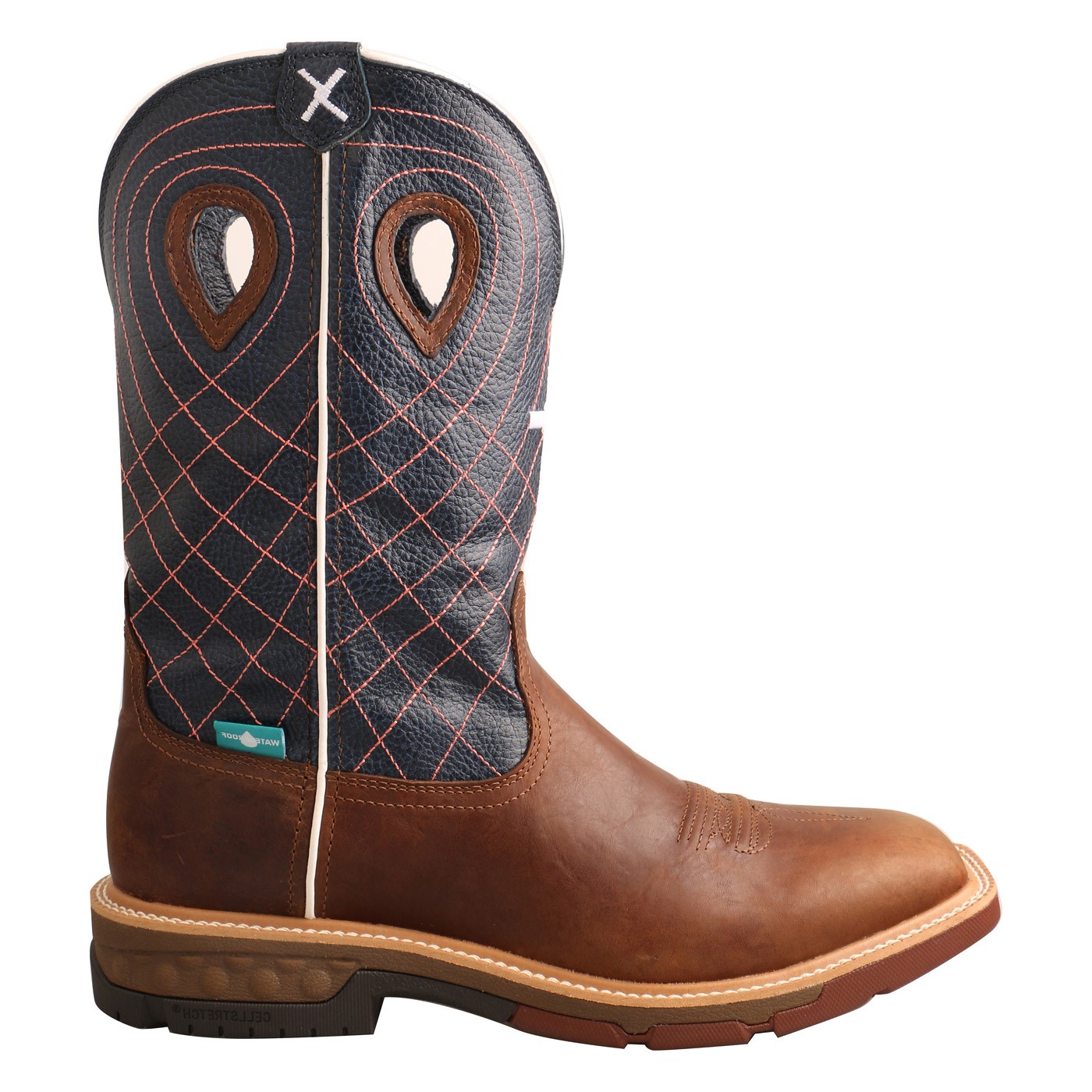 Twisted X® 12" Men's Western Mocha and Navy Work Boot MXBAW01 - Picture 7 of 70