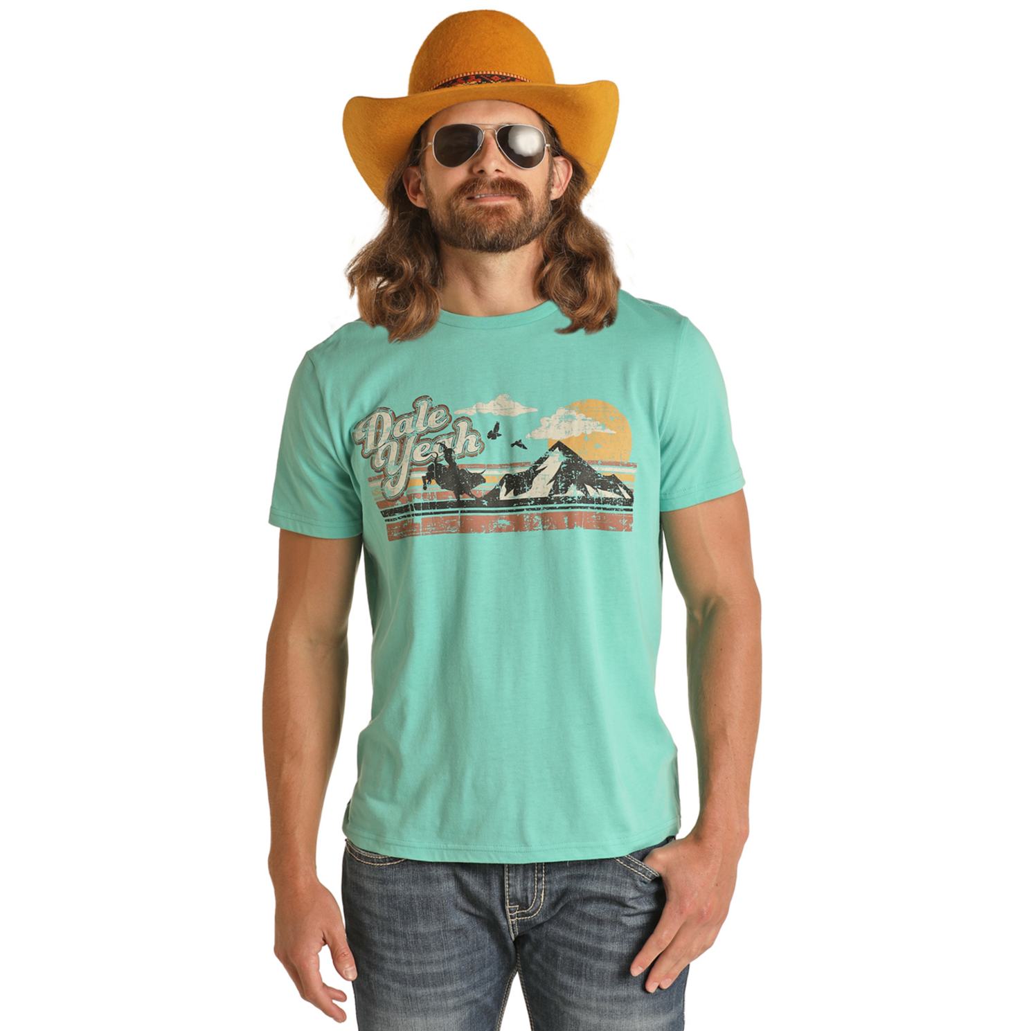 Rock & Roll® Unisex Dale Brisby Bull Rider Blue T-Shirt RRUT21R12Q-86