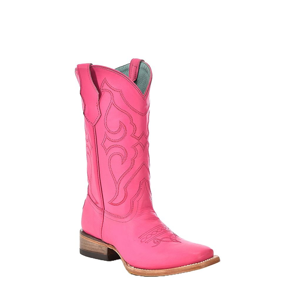 Corral Girl's Embroidery Square Toe Fuchsia Leather Boots T0166 - Picture 2 of 12