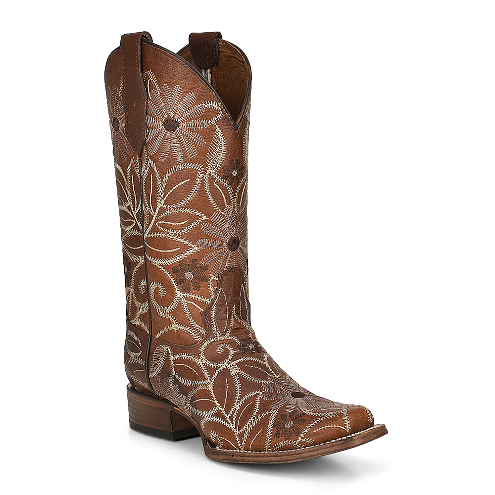 Floral square clearance toe boots