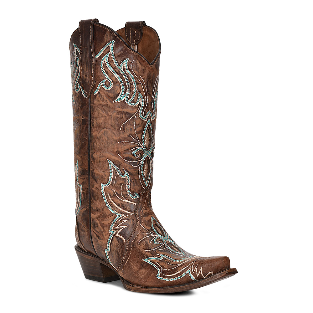 Pre-owned Corral Boots Corral Ladies Bone Crystal Embroidered White Snip Toe Boots Z5123