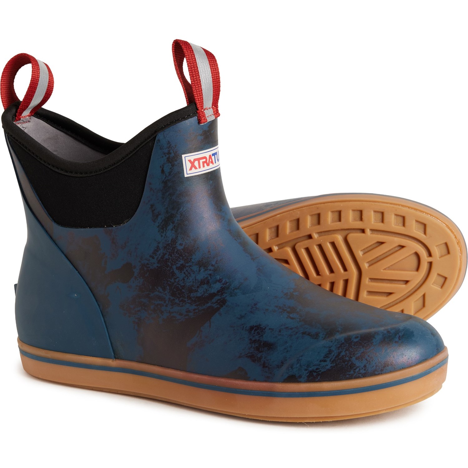 XTRATUF Men's Rouge Wave Print Waterproof Navy Ankle Boots XMAB2RW