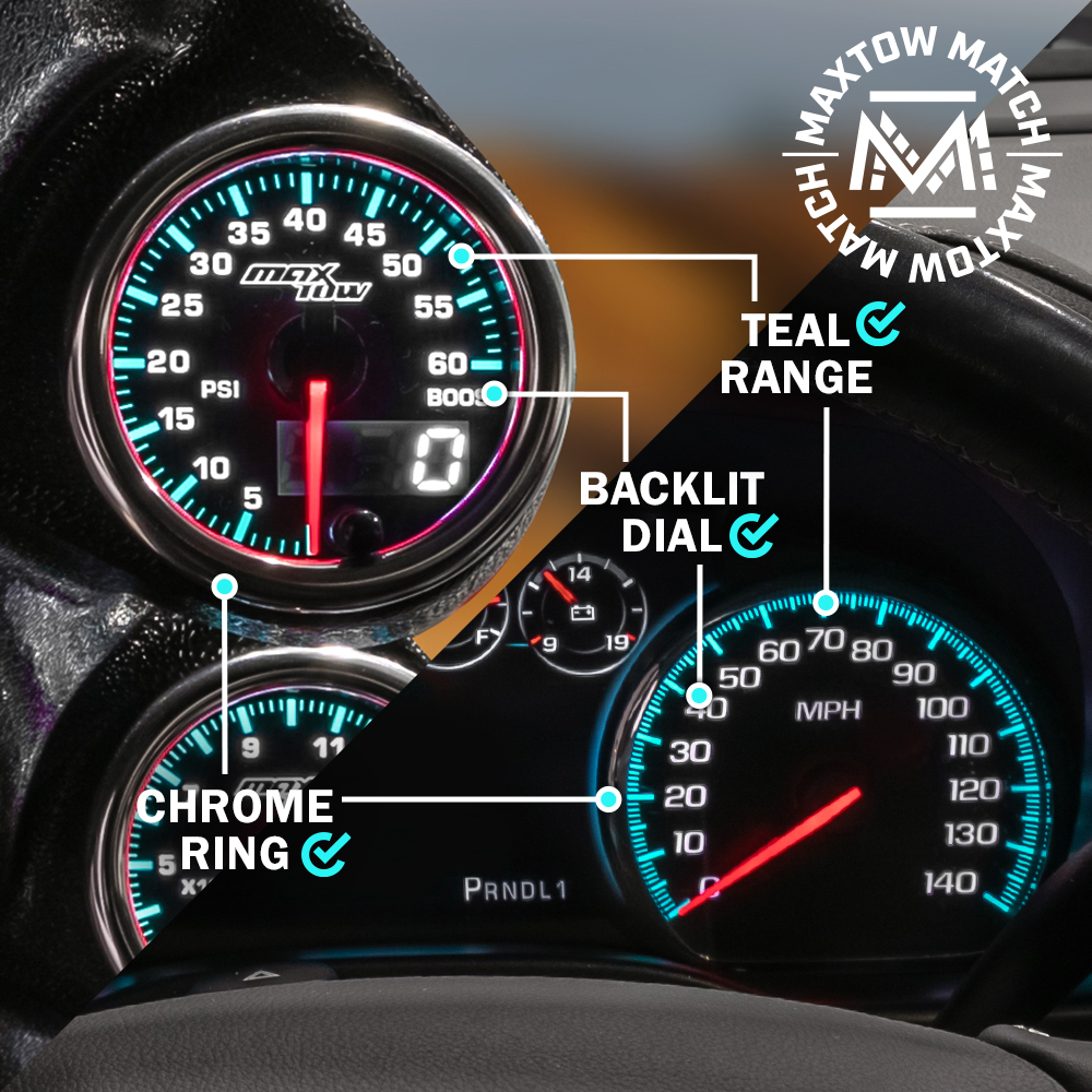 GlowShift 52mm Universal Tinted 60 PSI Turbo Boost Gauge