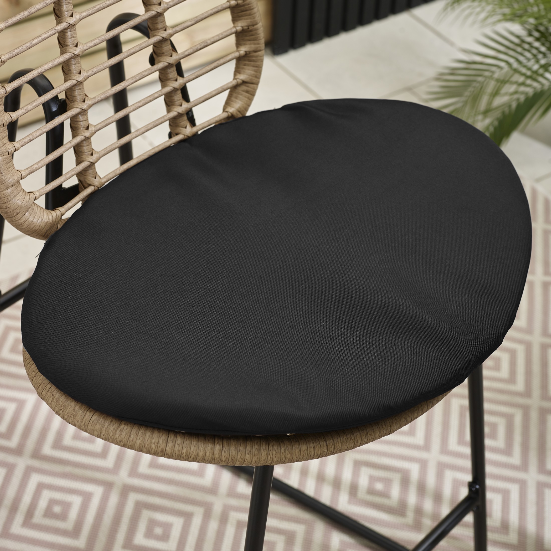 Belize Light Brown Rattan Outdoor Bar Set & Black/Cream Cushions Boho Scandi - Picture 13 of 13