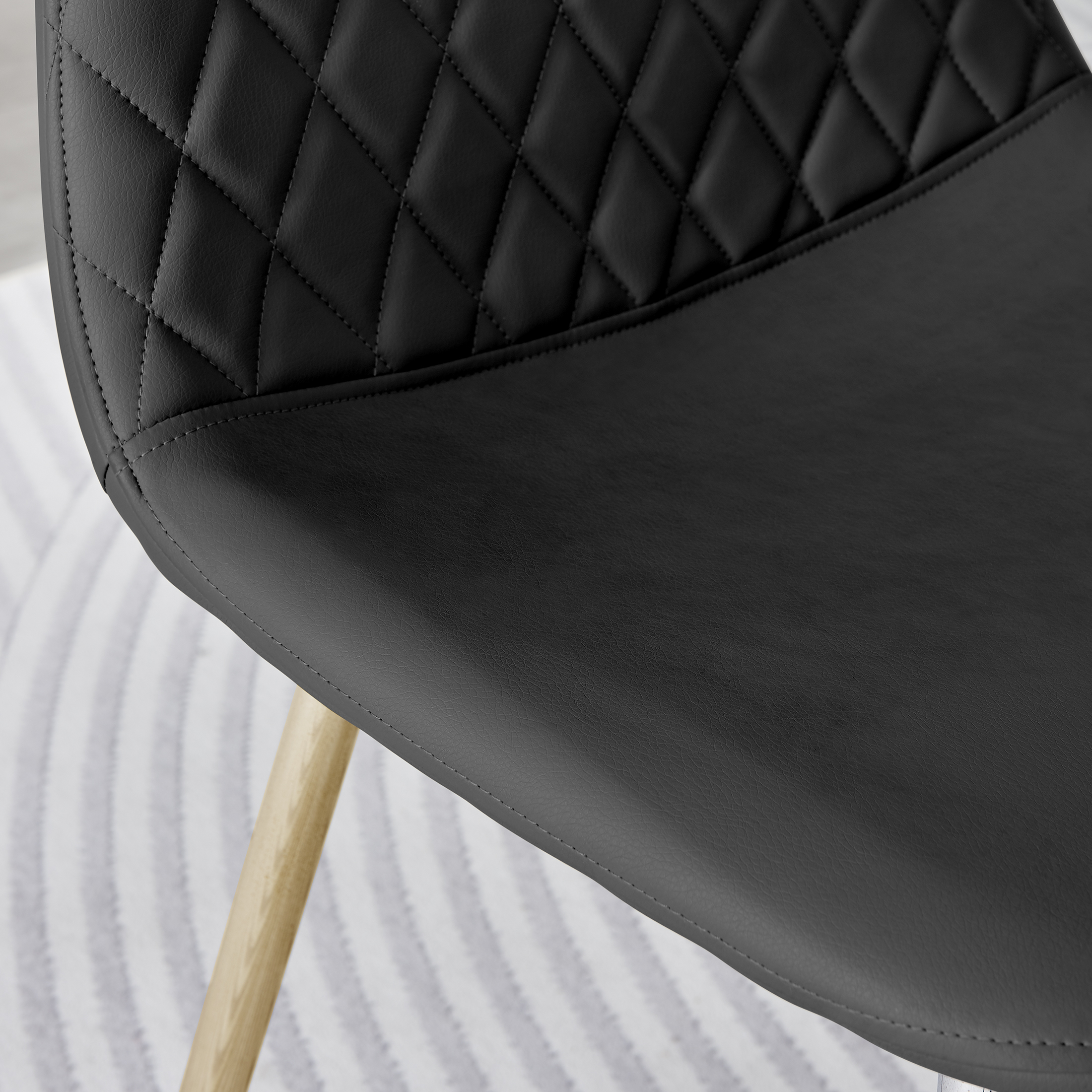 CORONA x2 Hatched Faux Leather Dining Chairs with Chrome SILVER/GOLD Metal Legs - Picture 48 of 79