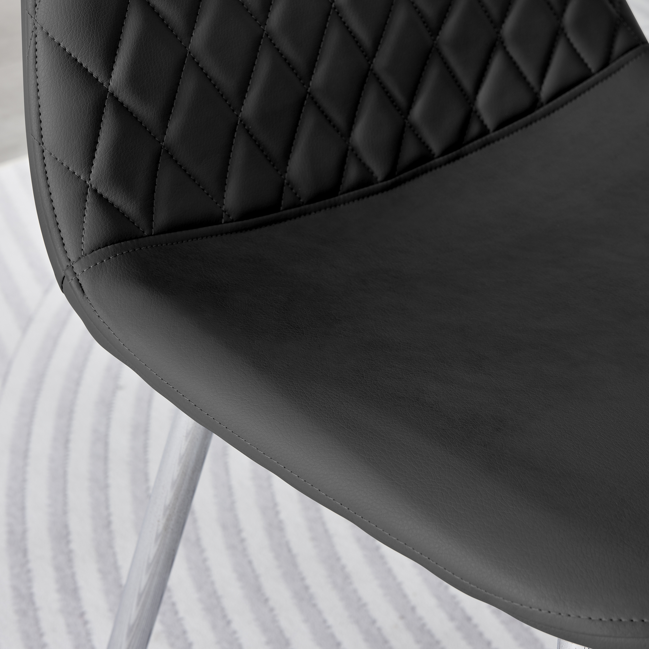 CORONA x2 Hatched Faux Leather Dining Chairs with Chrome SILVER/GOLD Metal Legs - Picture 14 of 79