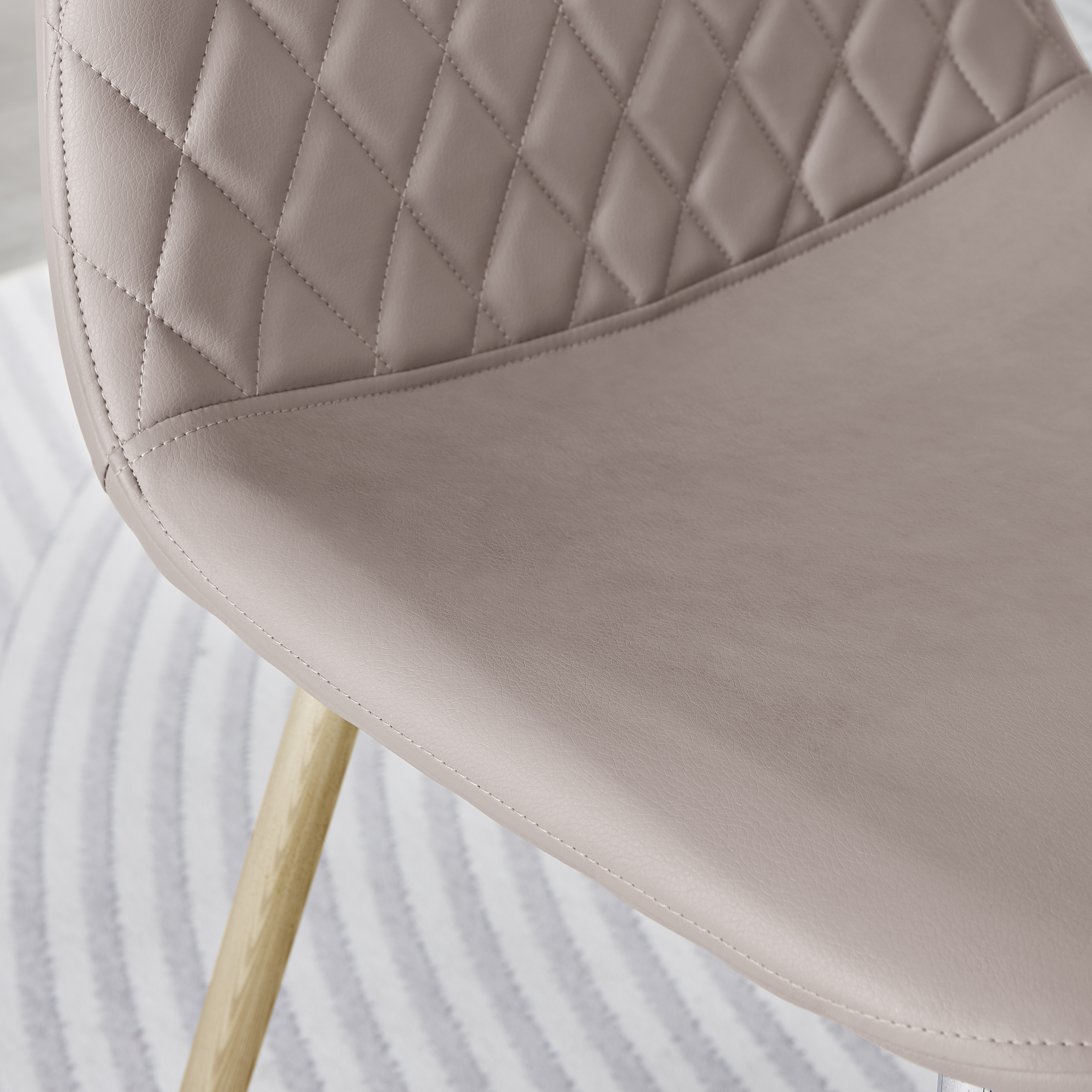 CORONA x2 Hatched Faux Leather Dining Chairs with Chrome SILVER/GOLD Metal Legs - Picture 57 of 79