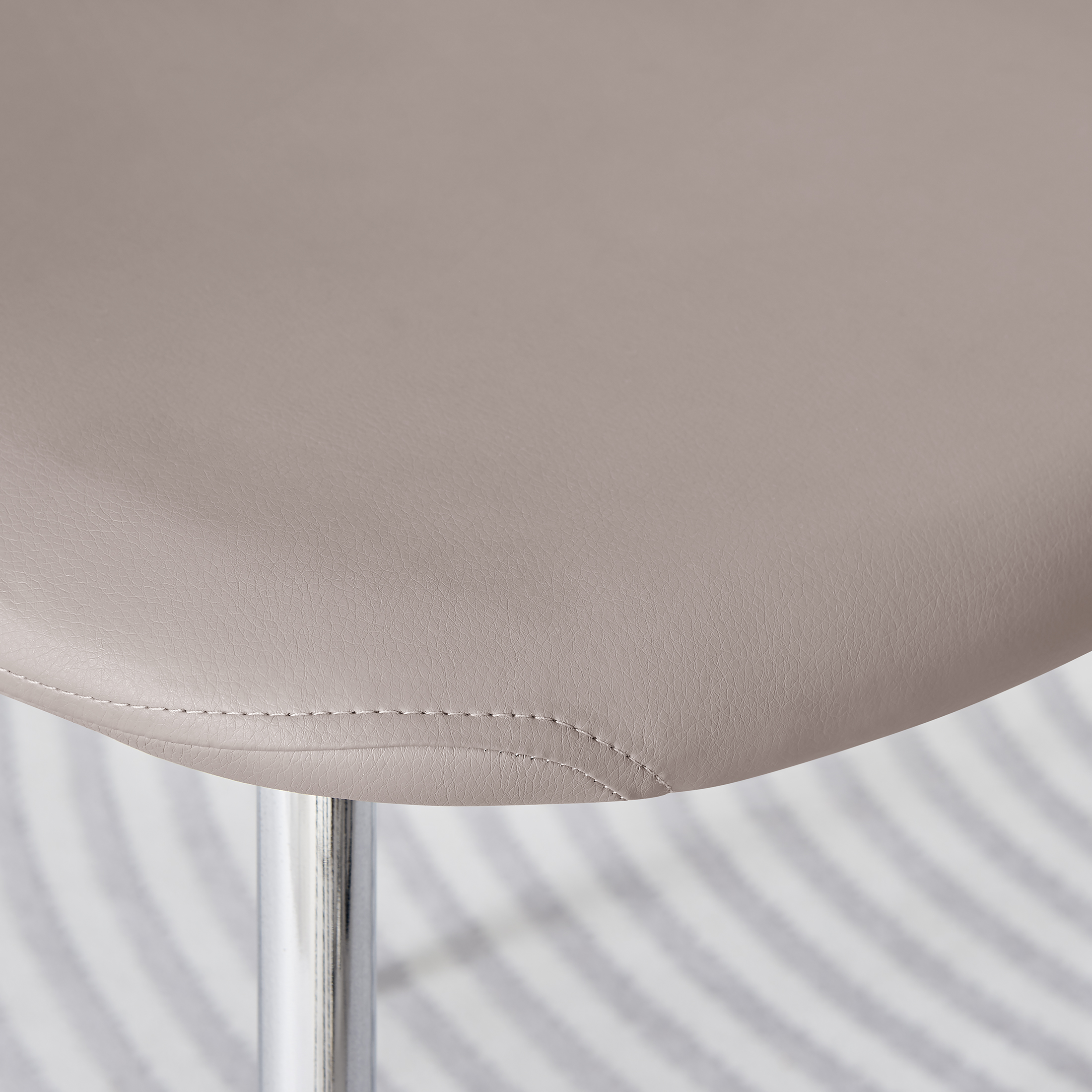 CORONA x2 Hatched Faux Leather Dining Chairs with Chrome SILVER/GOLD Metal Legs - Picture 24 of 79
