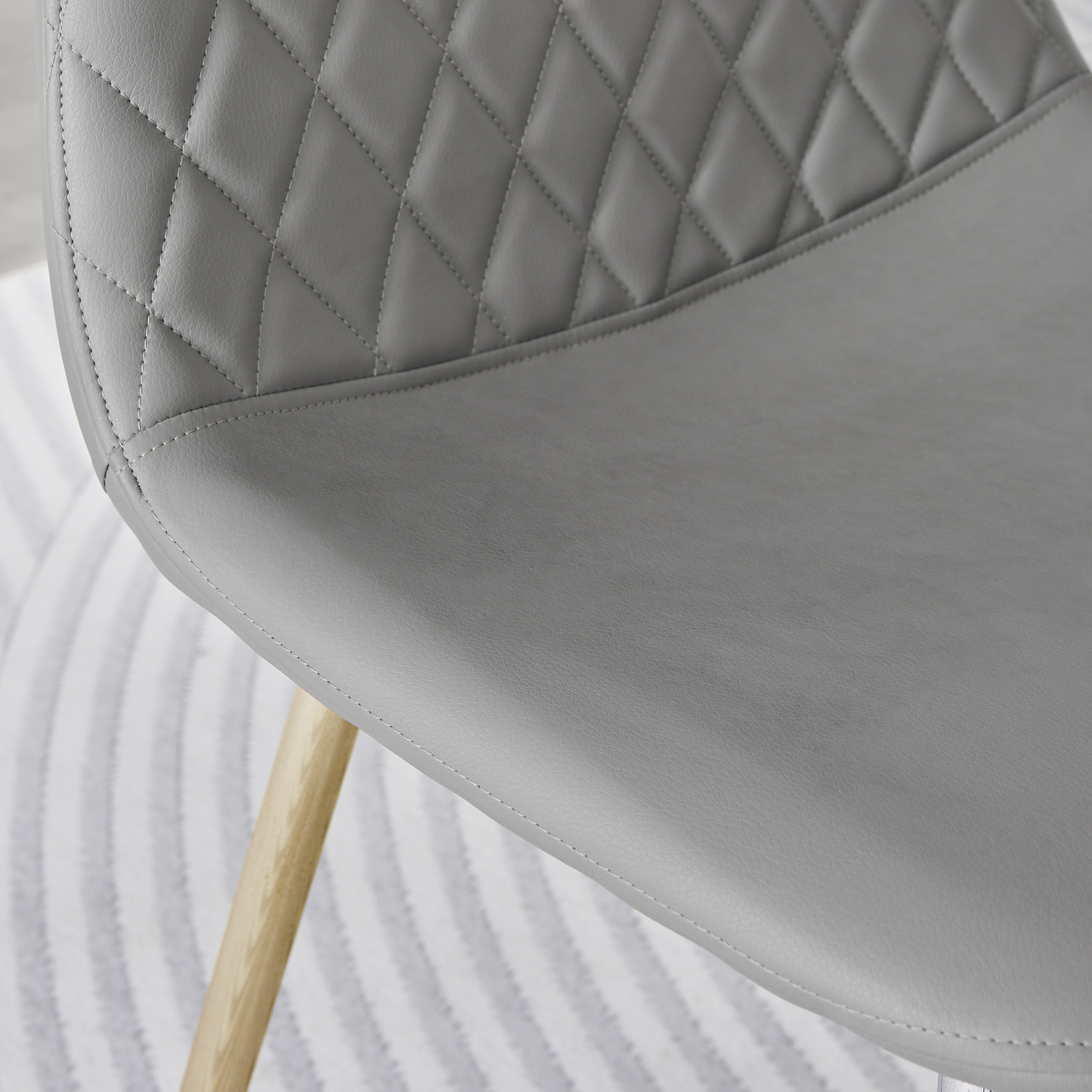CORONA x2 Hatched Faux Leather Dining Chairs with Chrome SILVER/GOLD Metal Legs - Picture 66 of 79