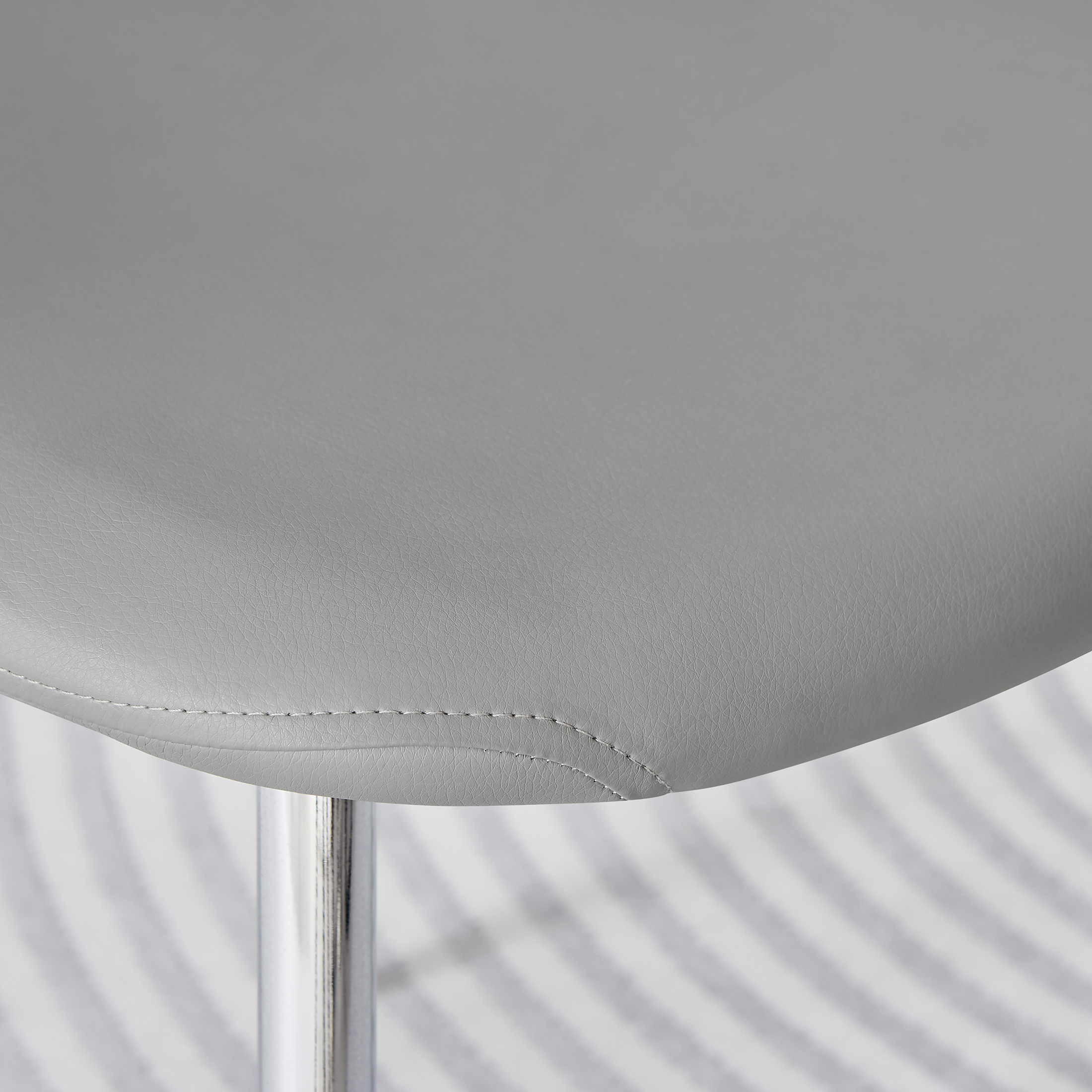 CORONA x2 Hatched Faux Leather Dining Chairs with Chrome SILVER/GOLD Metal Legs - Picture 32 of 79