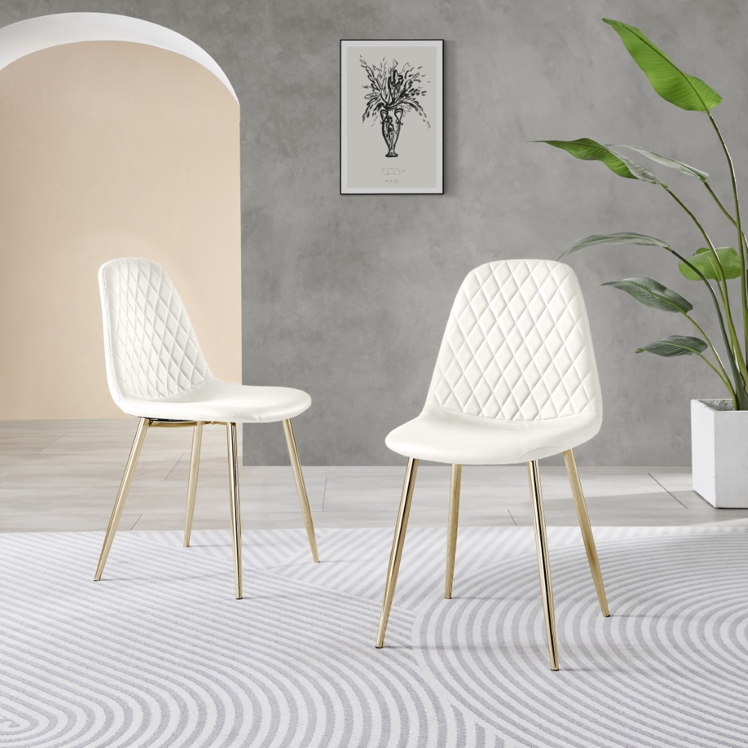 CORONA x2 Hatched Faux Leather Dining Chairs with Chrome SILVER/GOLD Metal Legs - Picture 71 of 79
