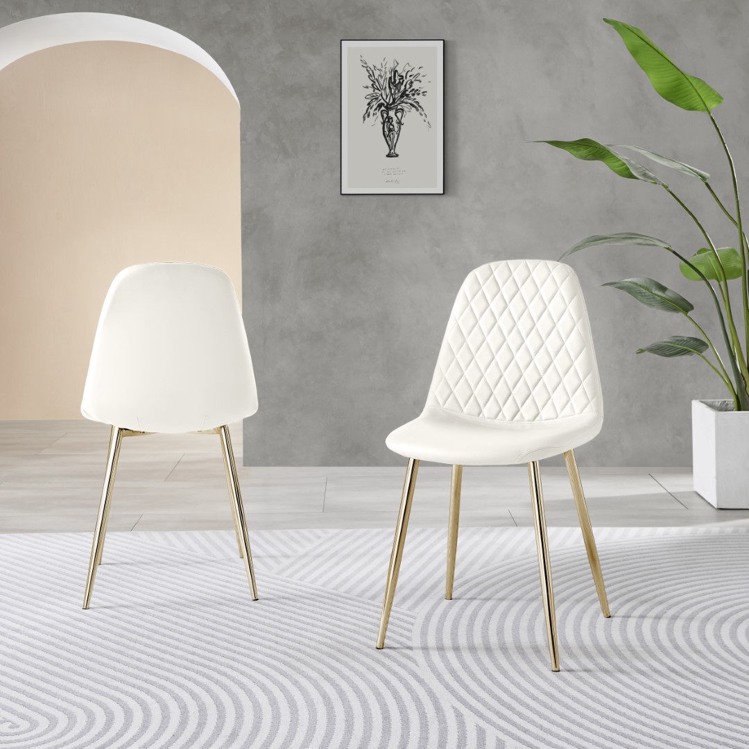 CORONA x2 Hatched Faux Leather Dining Chairs with Chrome SILVER/GOLD Metal Legs - Picture 72 of 79