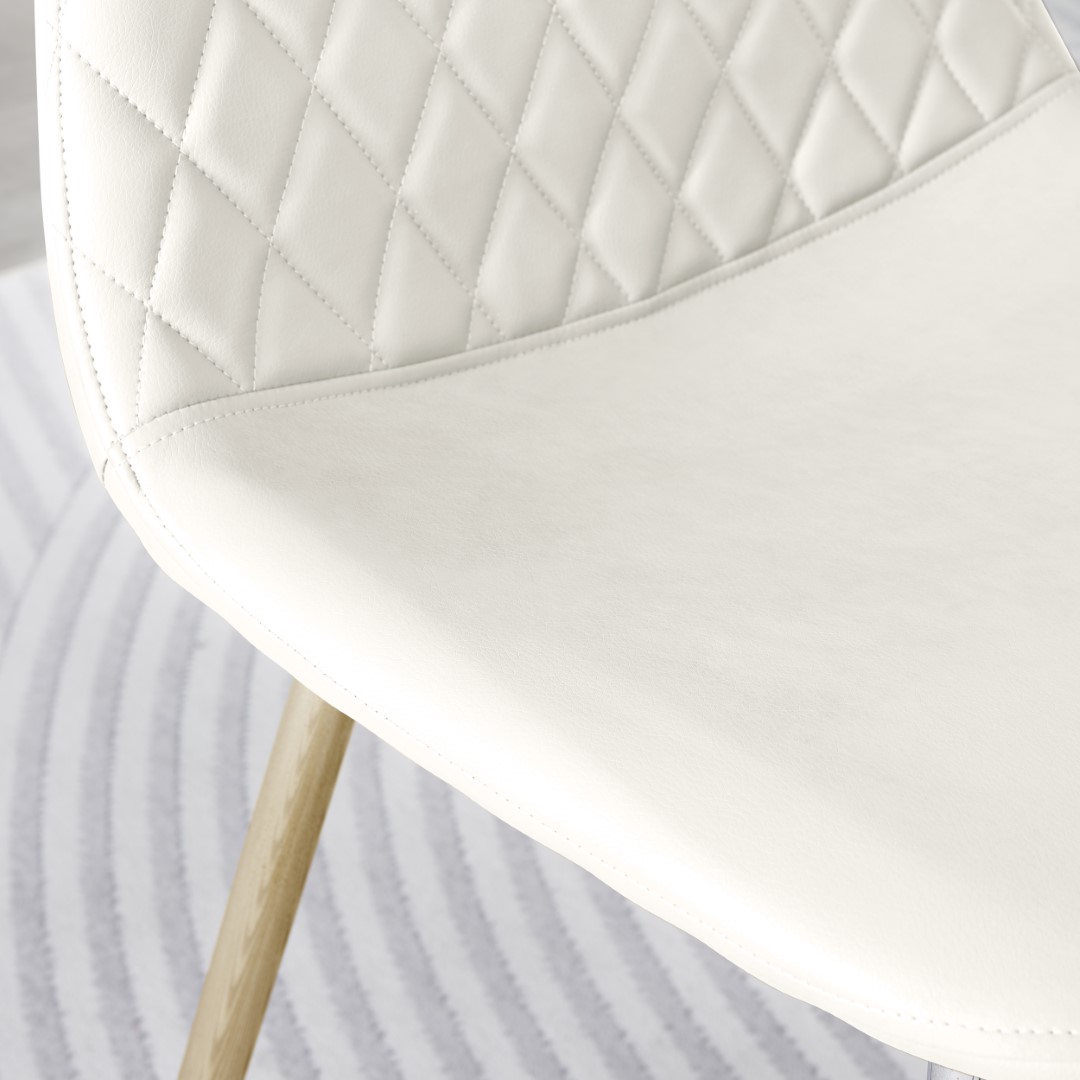 CORONA x2 Hatched Faux Leather Dining Chairs with Chrome SILVER/GOLD Metal Legs - Picture 75 of 79