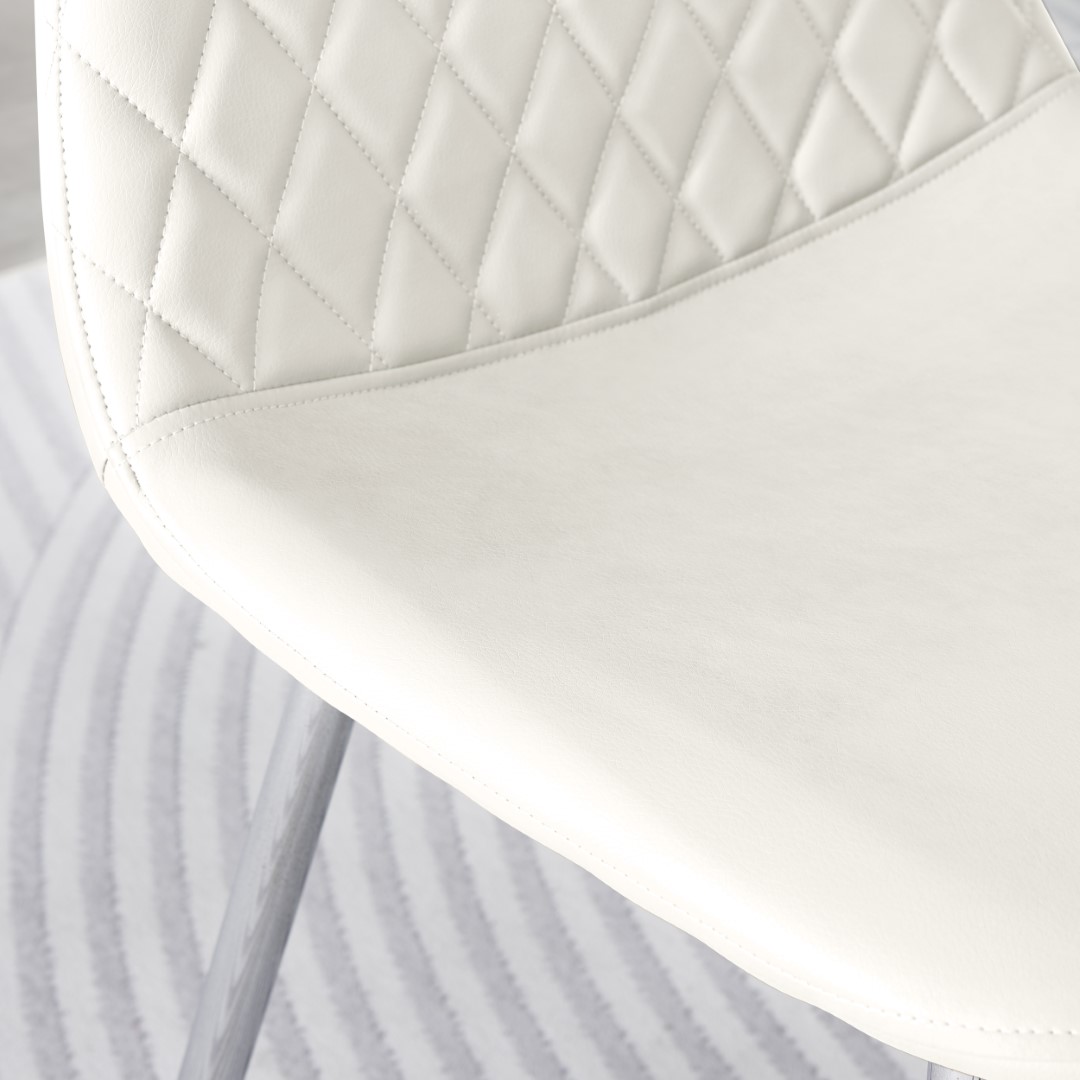 CORONA x2 Hatched Faux Leather Dining Chairs with Chrome SILVER/GOLD Metal Legs - Picture 39 of 79