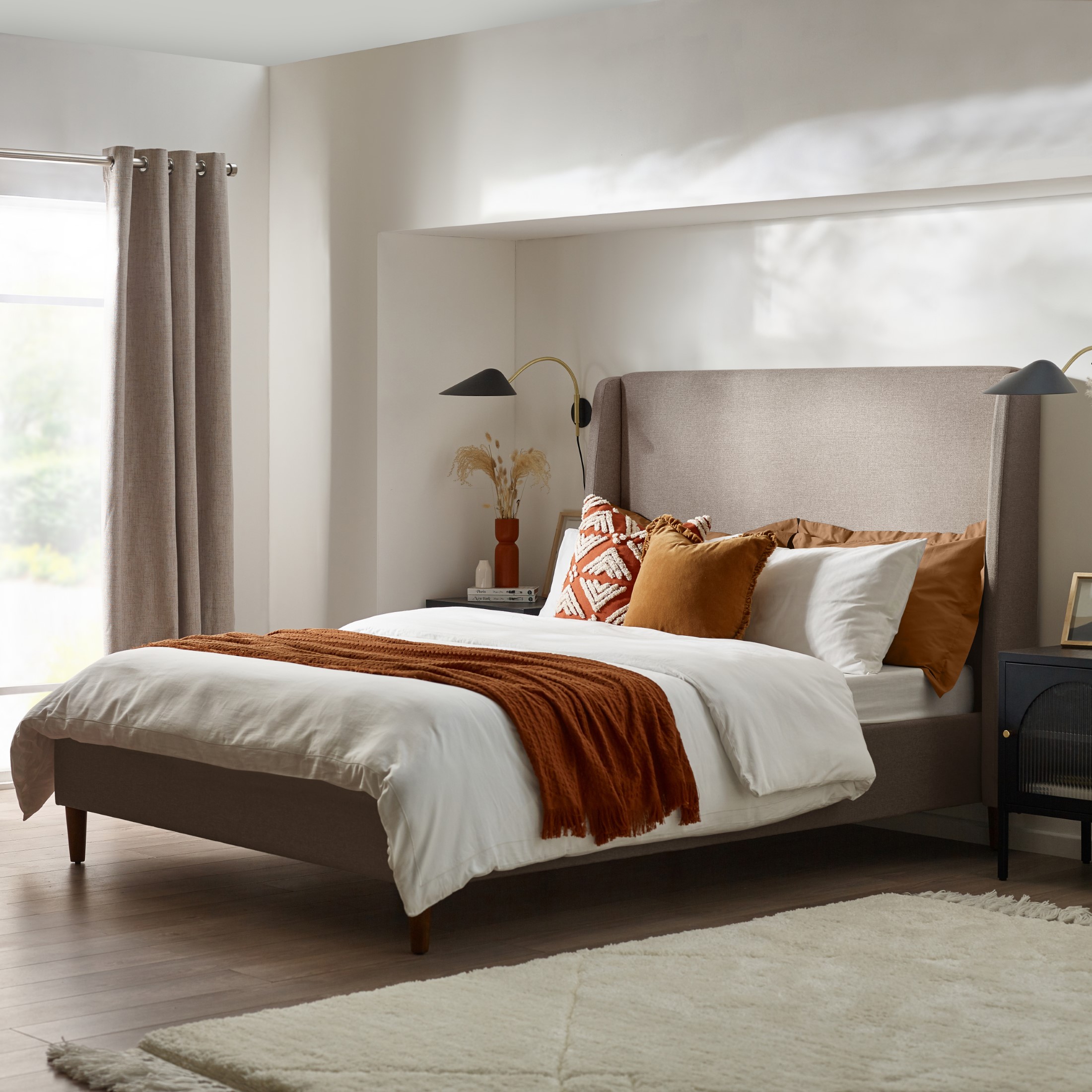 King Size Wingback Upholstered Headboard Cortana Winged Bed Bed