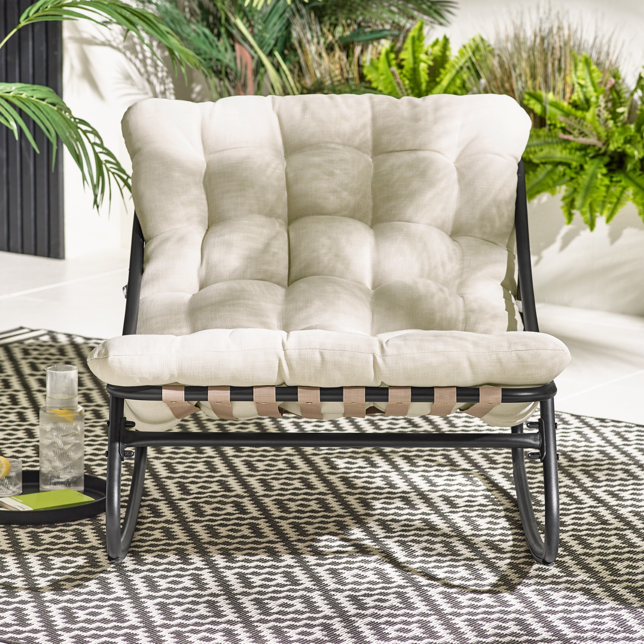 Hydra Black Metal Outdoor Rocking Chair - Picture 6 of 30